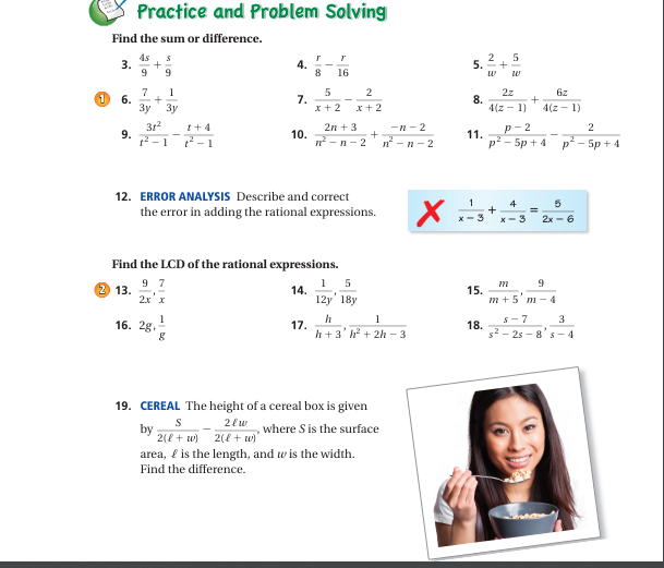 Answer the following: Practice and Problem Solving Find the sum or difference.
