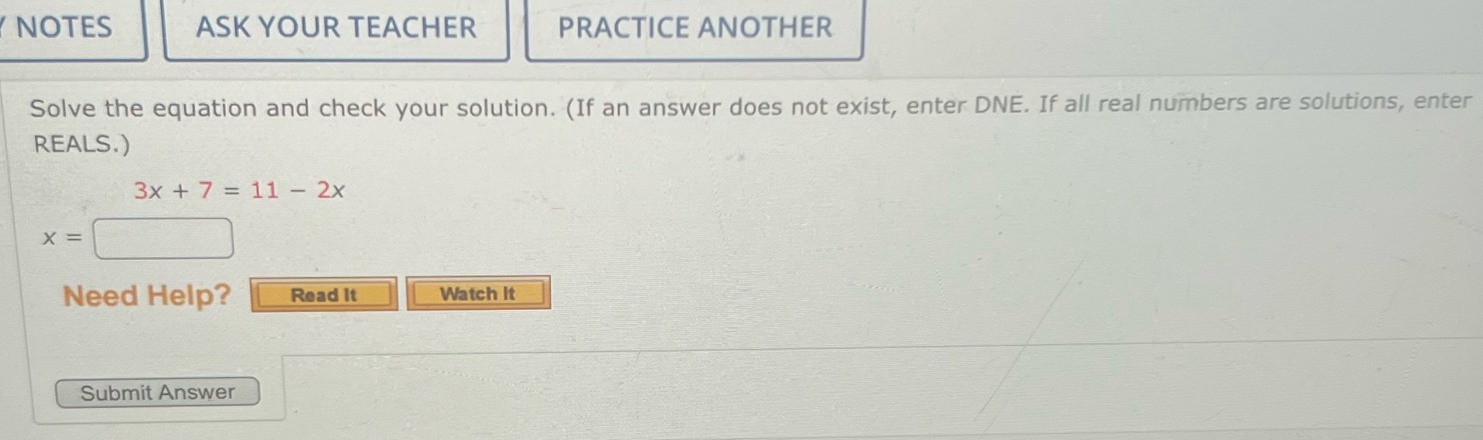 NOTES ASK YOUR TEACHER PRACTICE ANOTHER Solve the equation and check