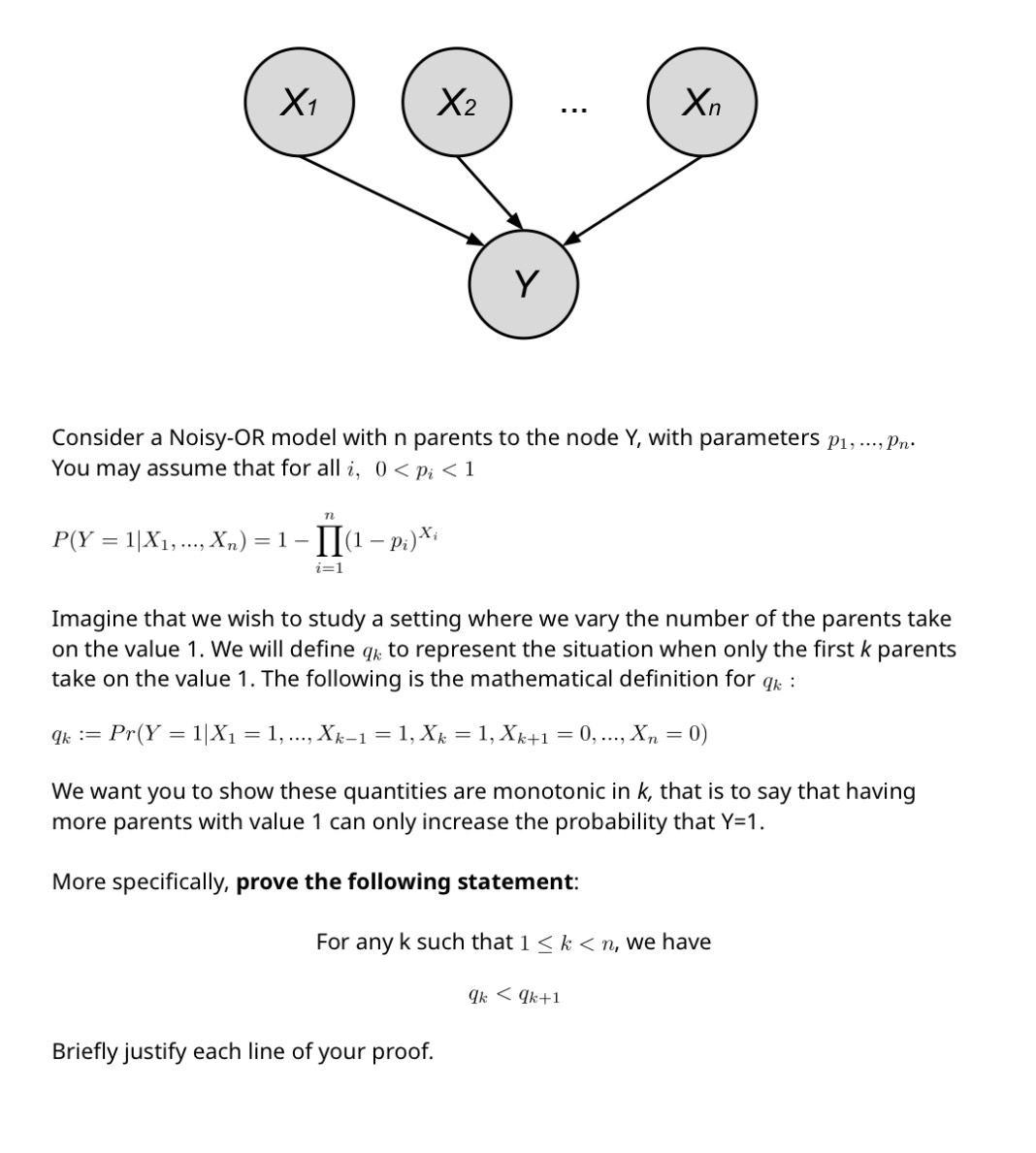 X1 X2 . . . Xn Consider a Noisy-OR model with