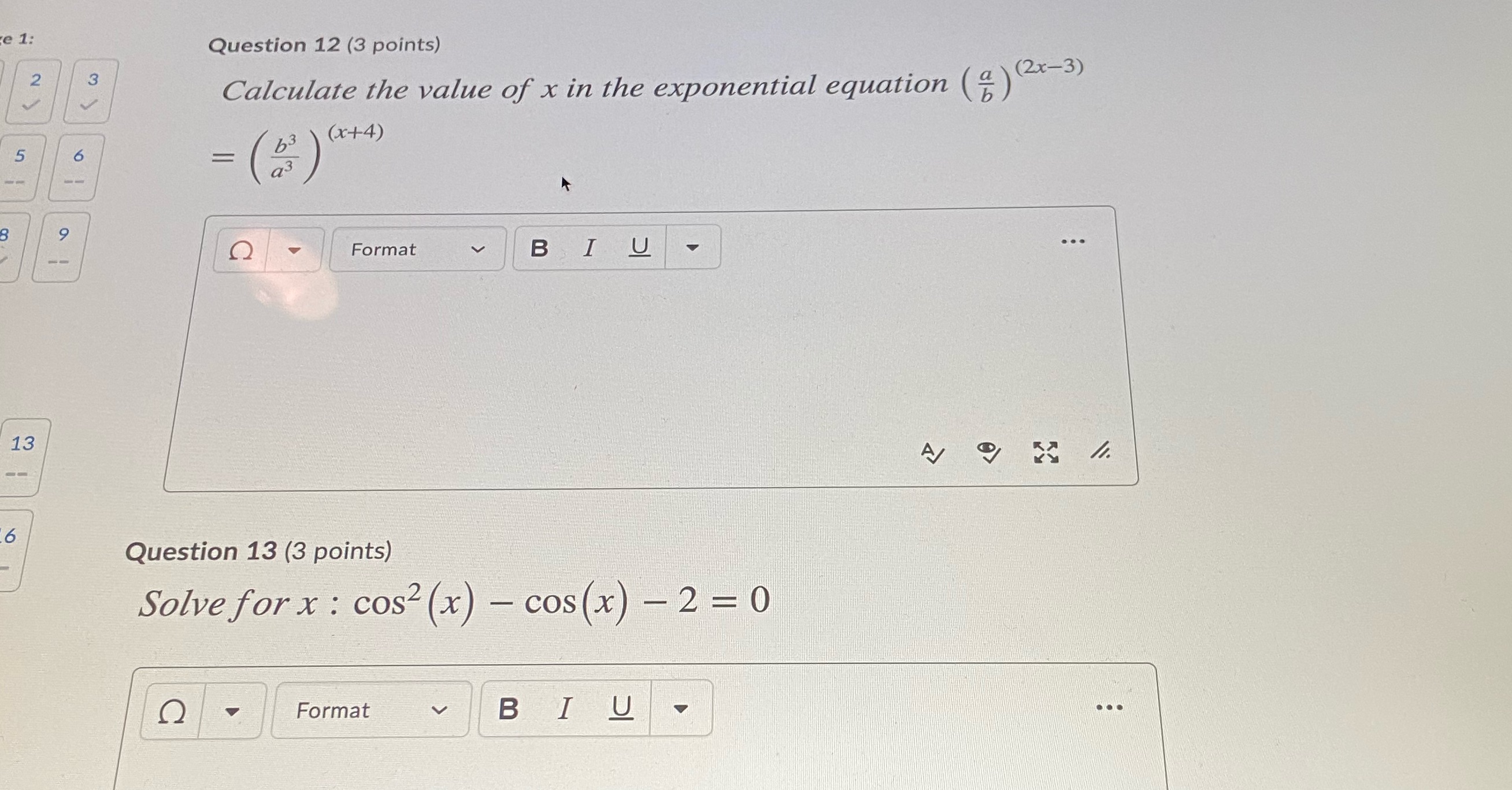 Need help e 1: Question 12 (3 points) N 3 Calculate the