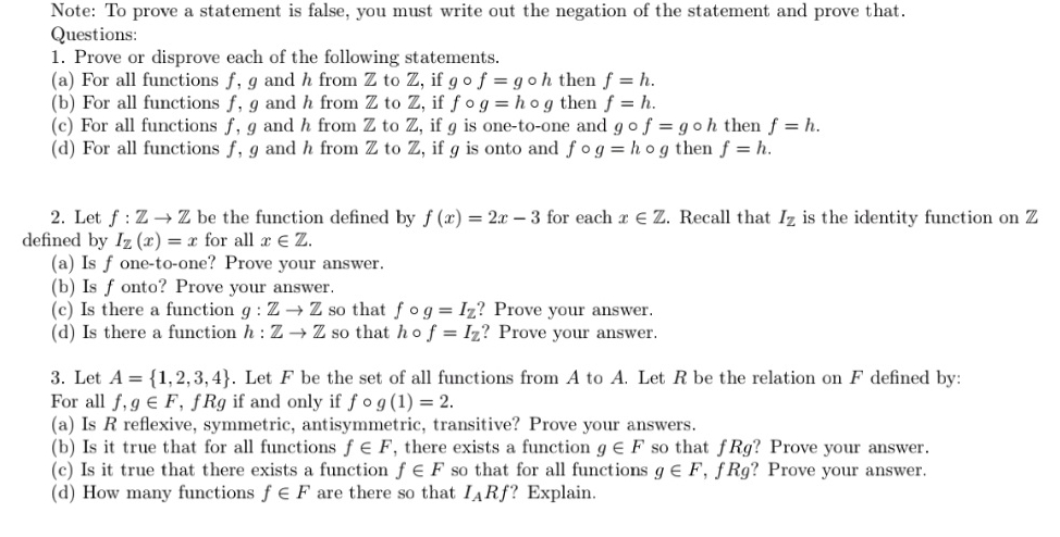 please answer all the questions. Note: To prove a statement is false,