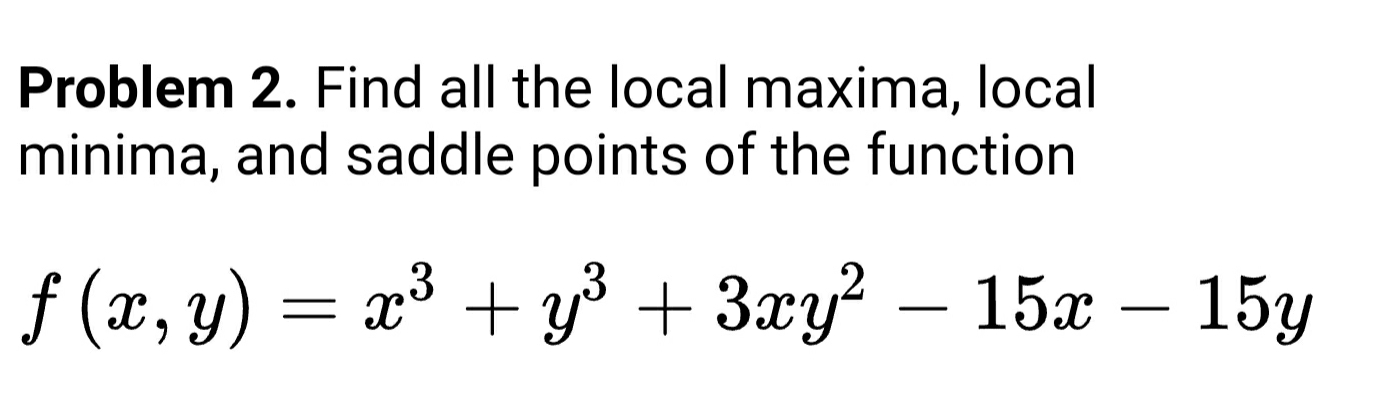 please explain thoroughly. thanks Problem 2. Find all the local maxima, local