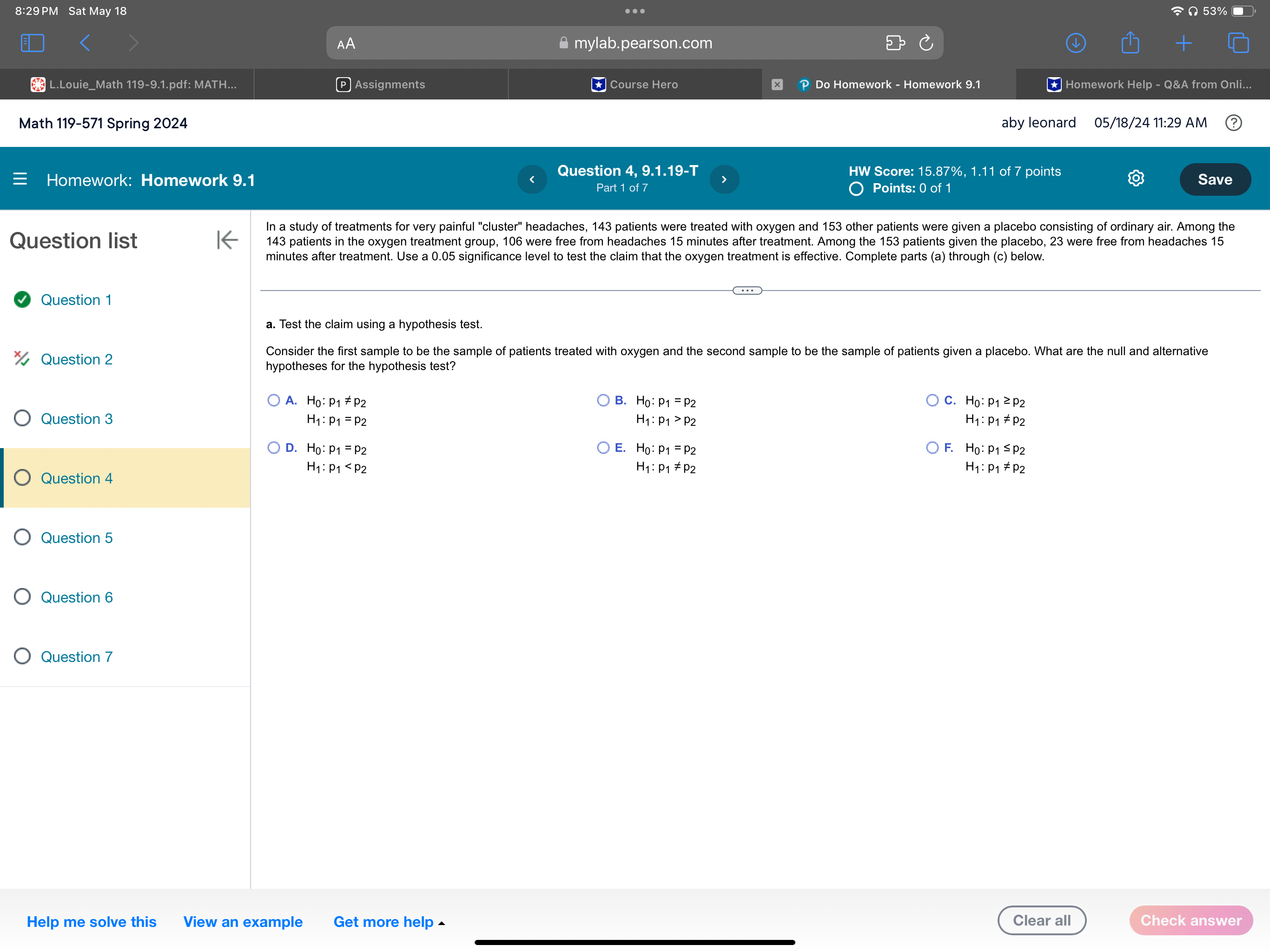 9.1 Testing the Difference between two Proportions. I want you to help