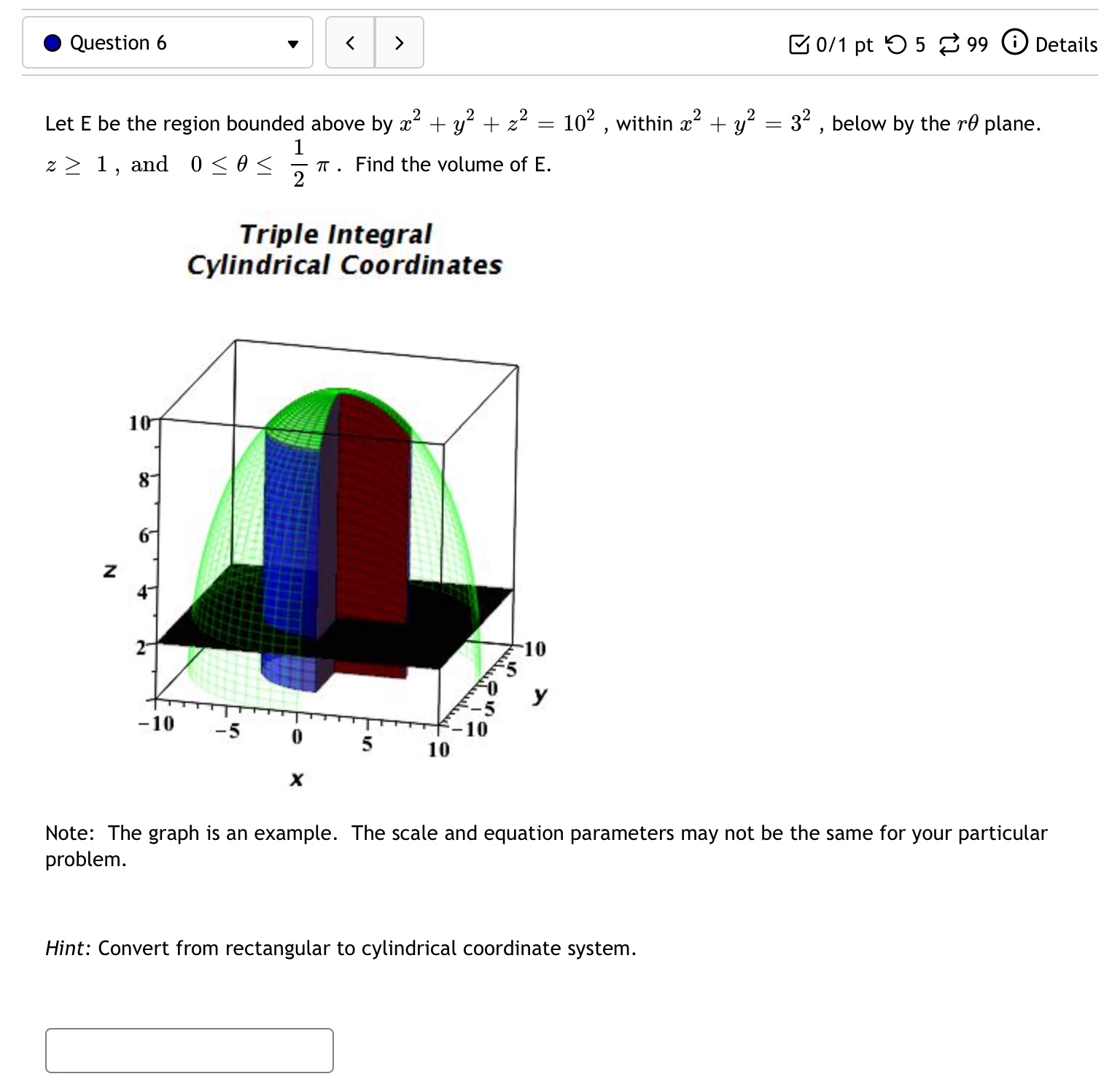 pt'OS 899 Goetails Let E be the region bounded cone 2 =