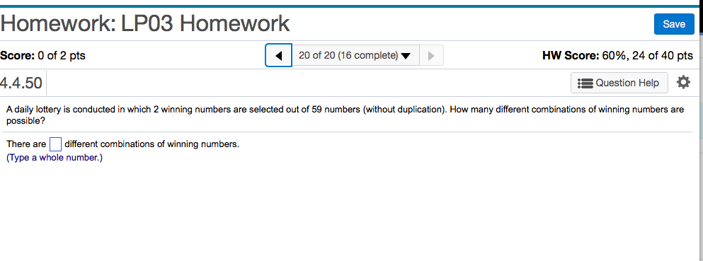 time understanding business statistics. Thank you! Homework: LP03 Homework Score: 0 of