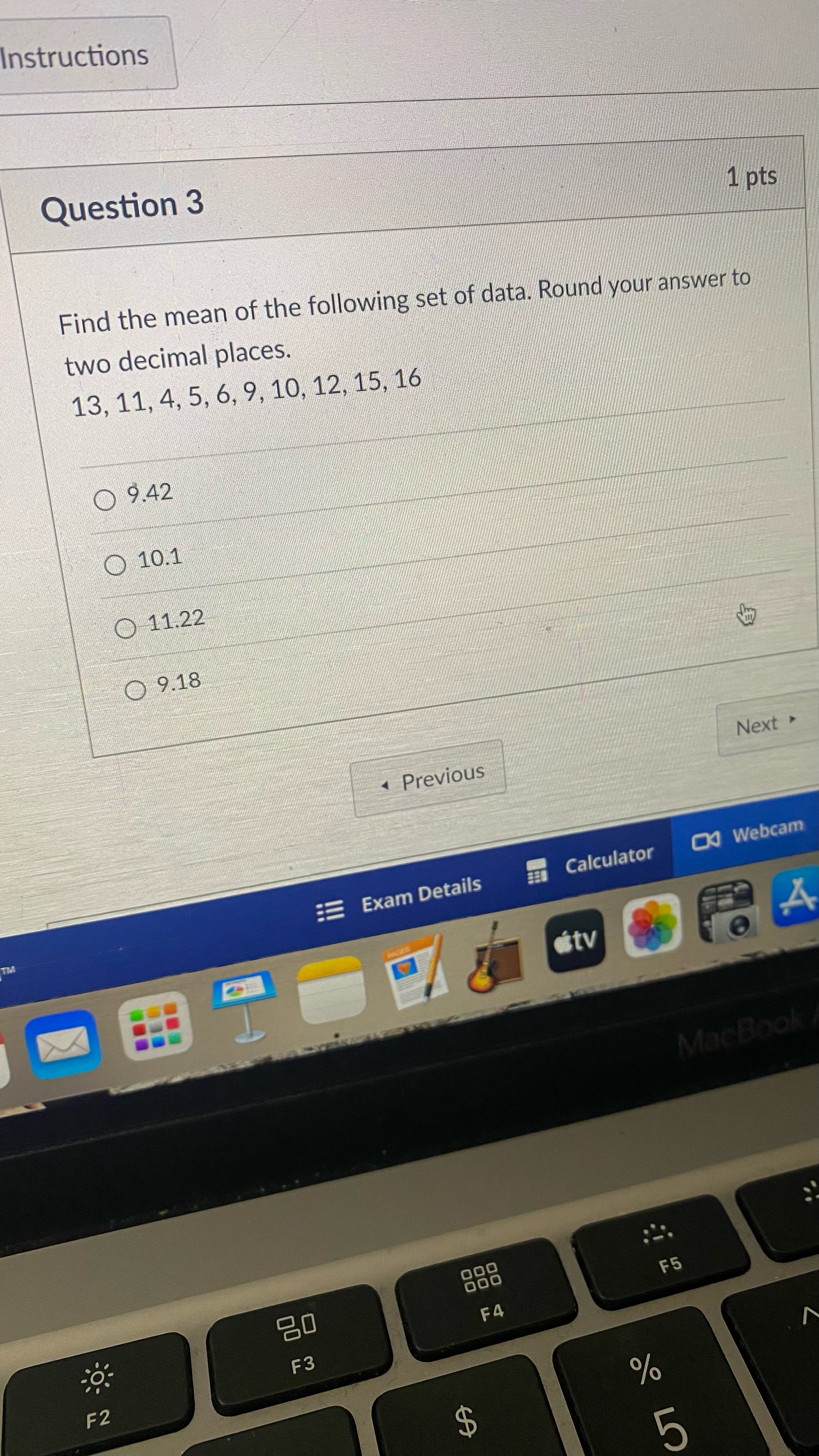 3, 5 Next > Not saved Submit Exam Details Calculator Webcam PAGES