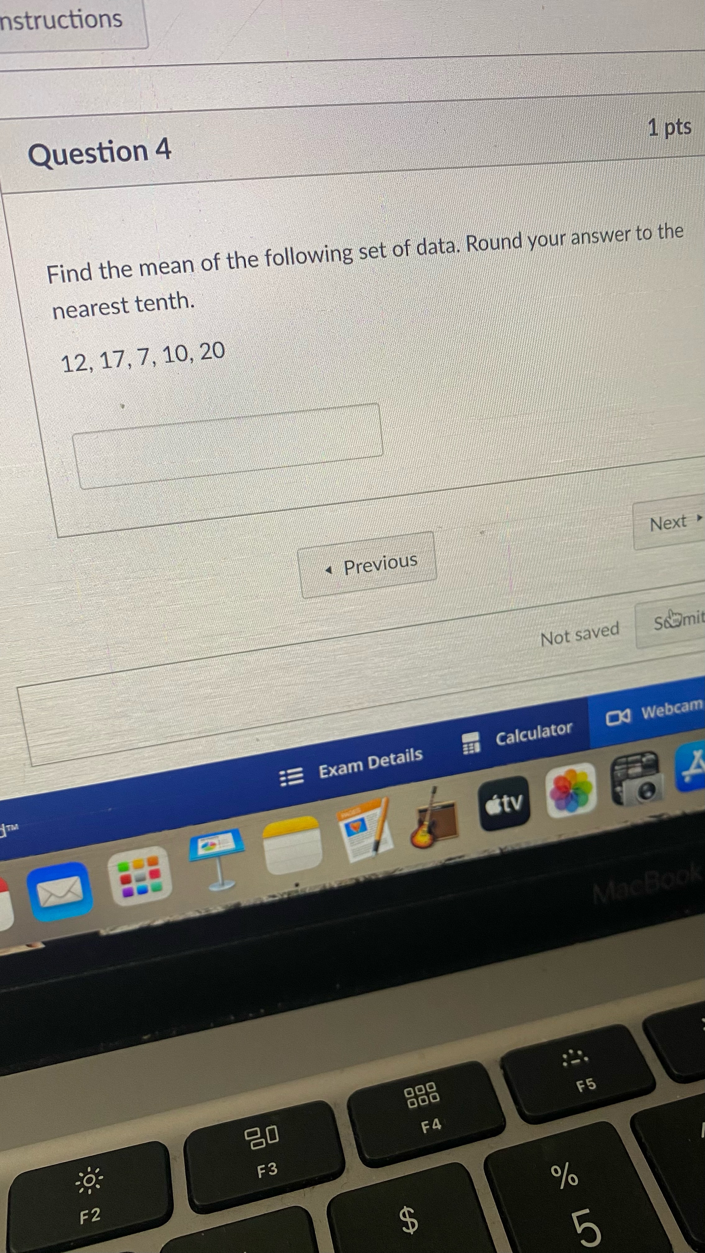 stv MacBook 20 F5 F4 F3 F2 % $nstructions Question 2 1