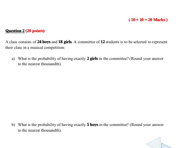 Question : 2 probability ( 10 + 10 = 20 Marks )