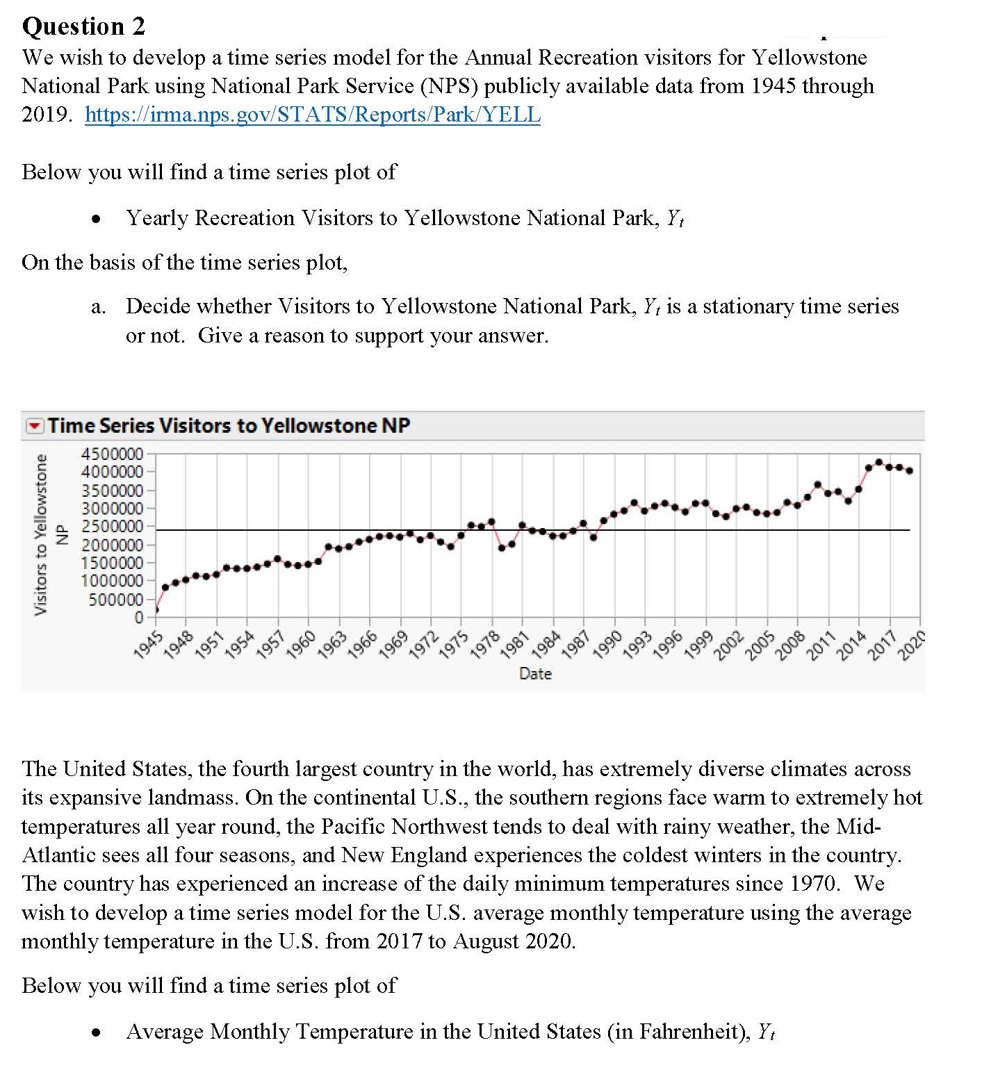 Please Answer! Question 2 We wish to develop a time series model