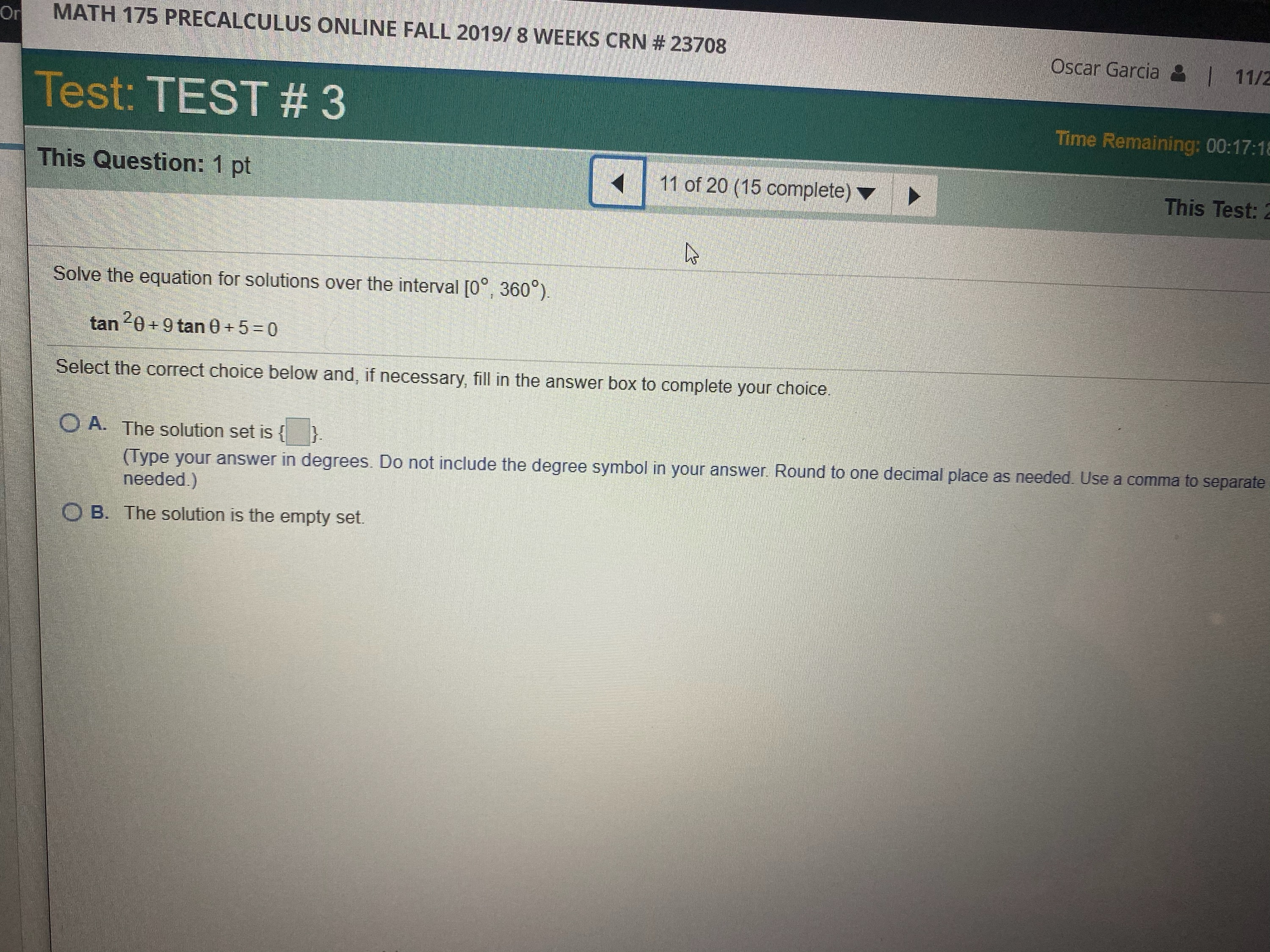 Need the solution for this question please! MATH 175 PRECALCULUS ONLINE FALL