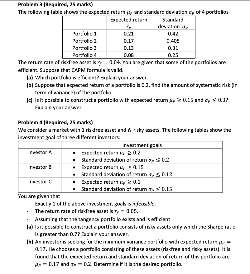 I have some financial mathematics problems Problem 3 [Required, 25 marks! The