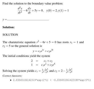  Find the solution to the boundary value problem: ady 7 +