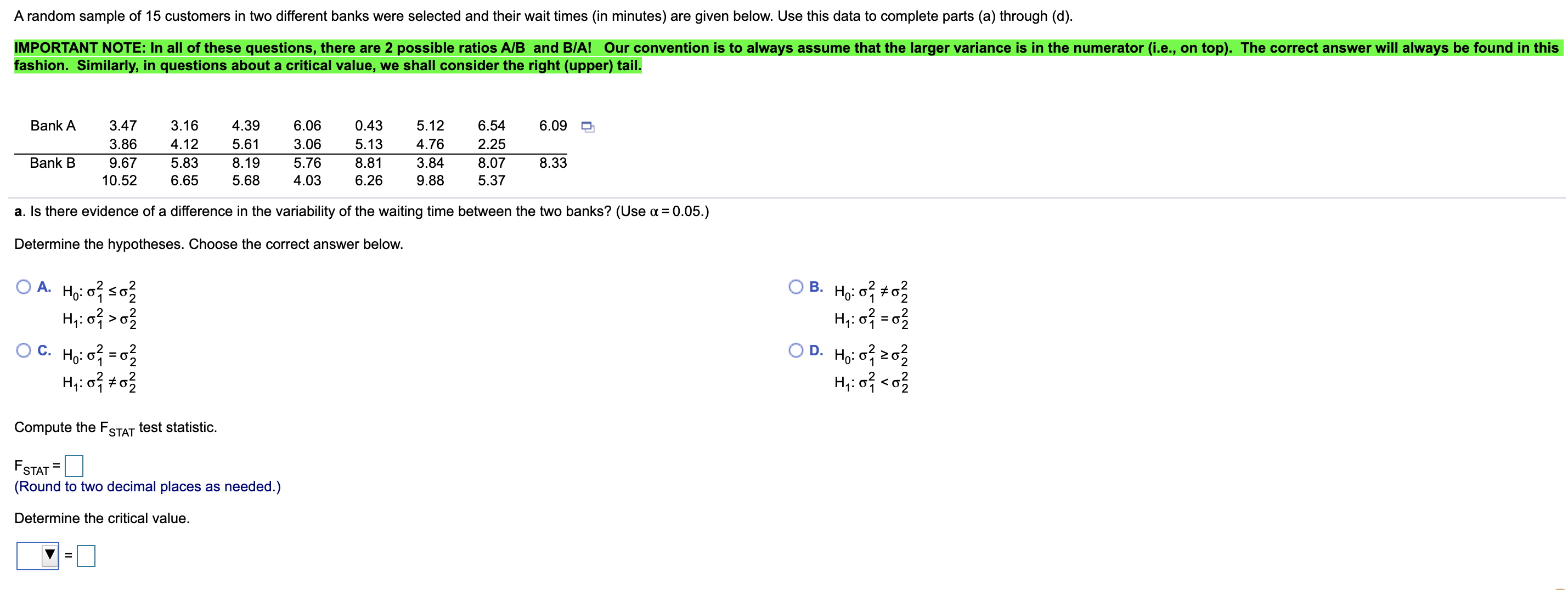 the 0.01 level of significance, is there evidence that 1 > H2?