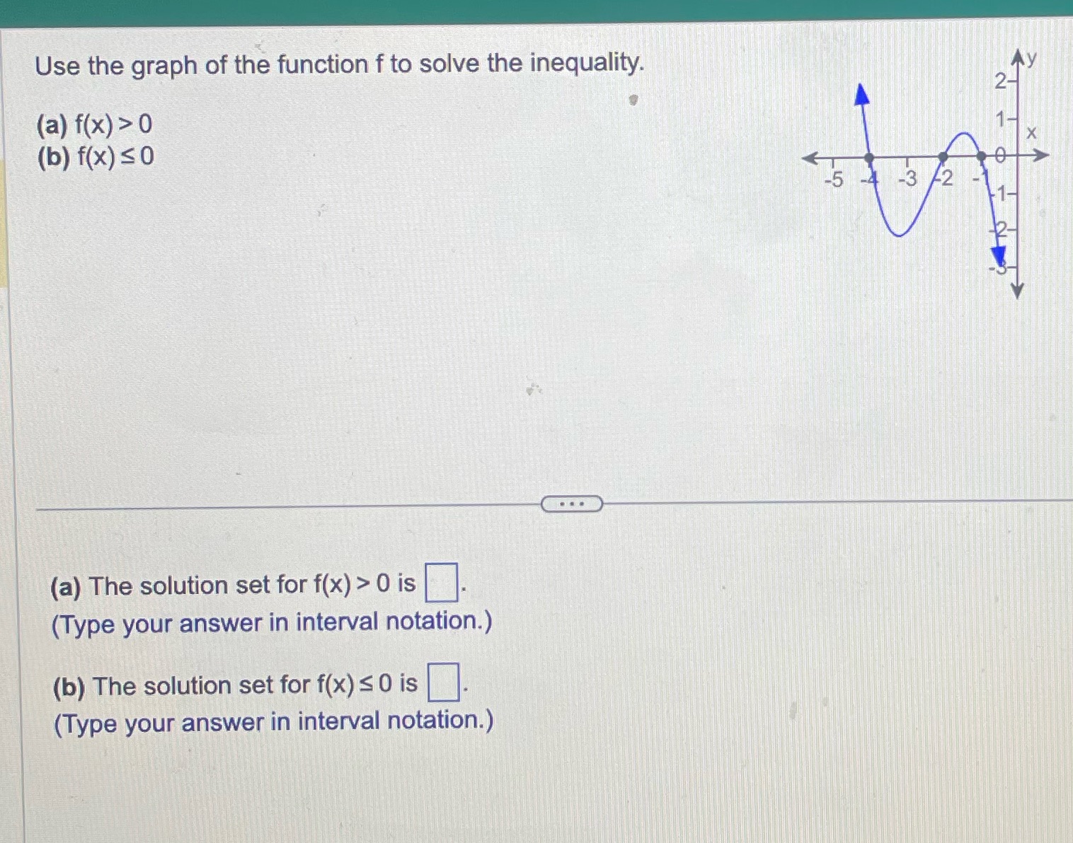  | v (a) f(x)>0 (b) f(x)=0 (a) The solution set for