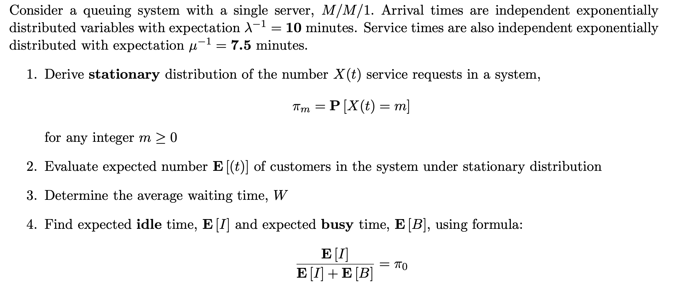 need help with problem below Consider a queuing system with a single