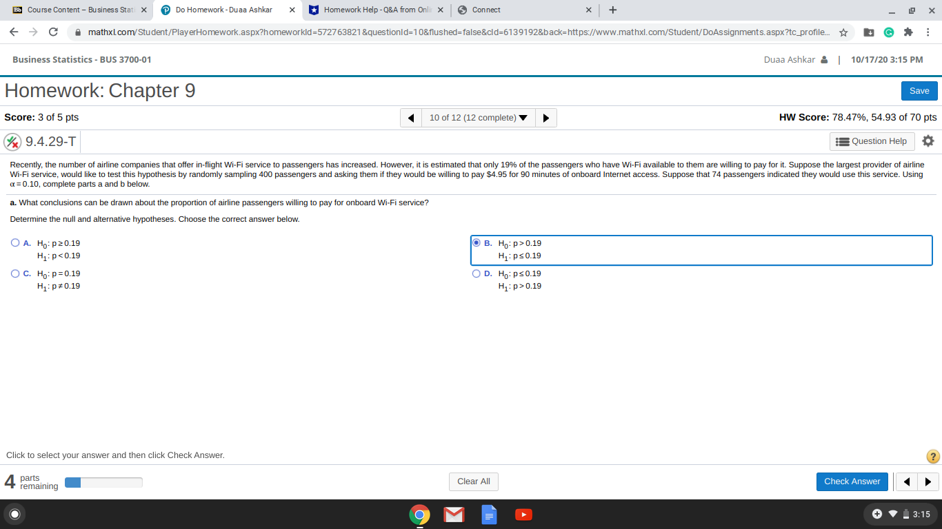  Bb Course Content - Business Stati X Do Homework - Duaa