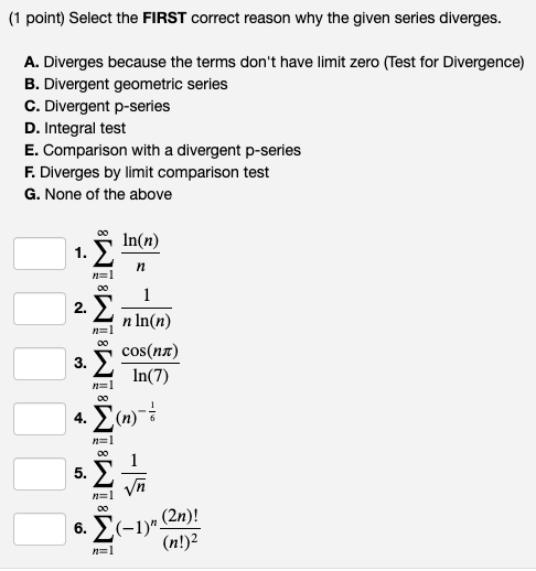 Problem from homework I do not understand: (1 point) Select the FIRST