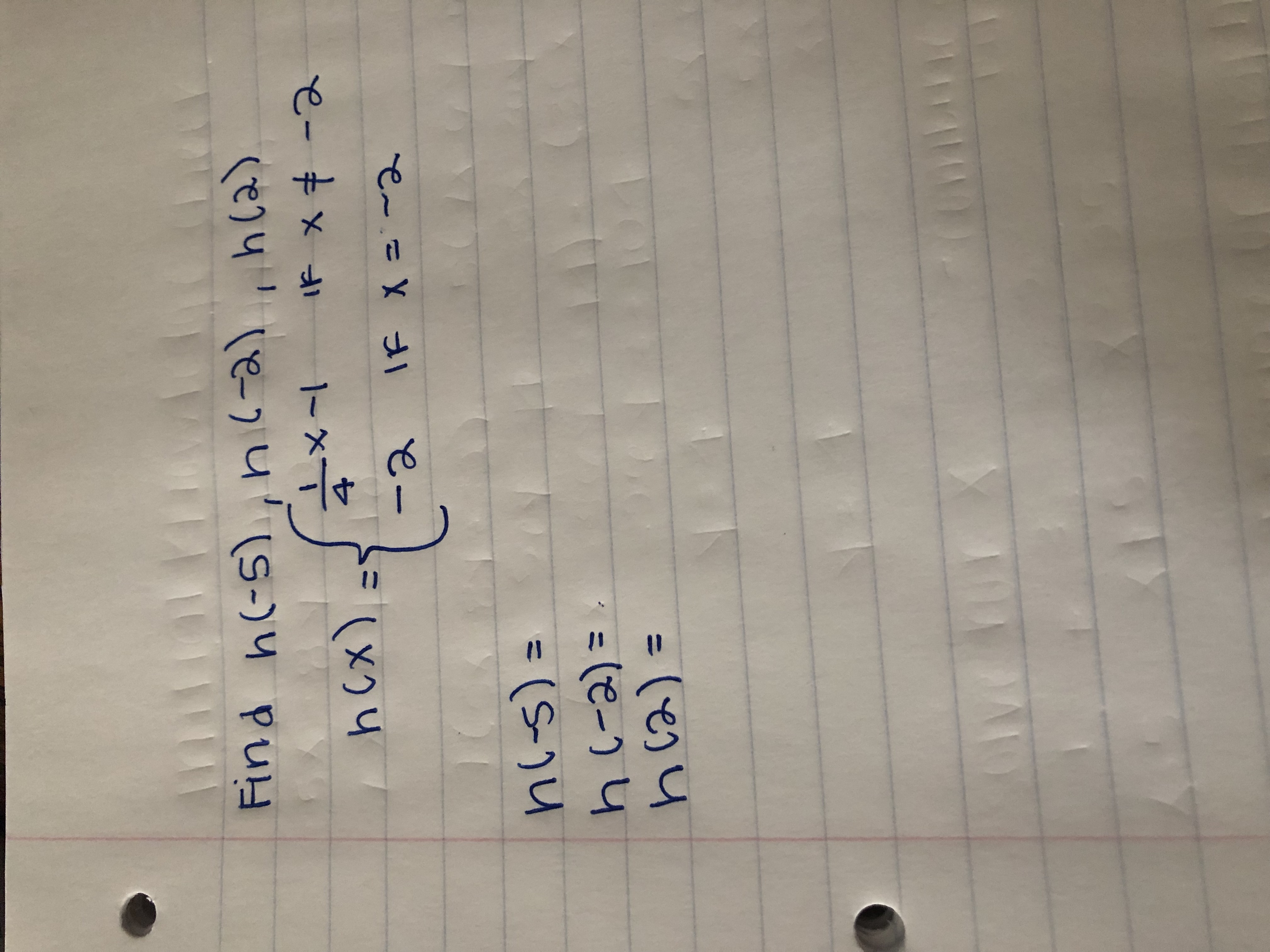 Suppose that the functionhis defined, for all real numbers, as follows. \f
