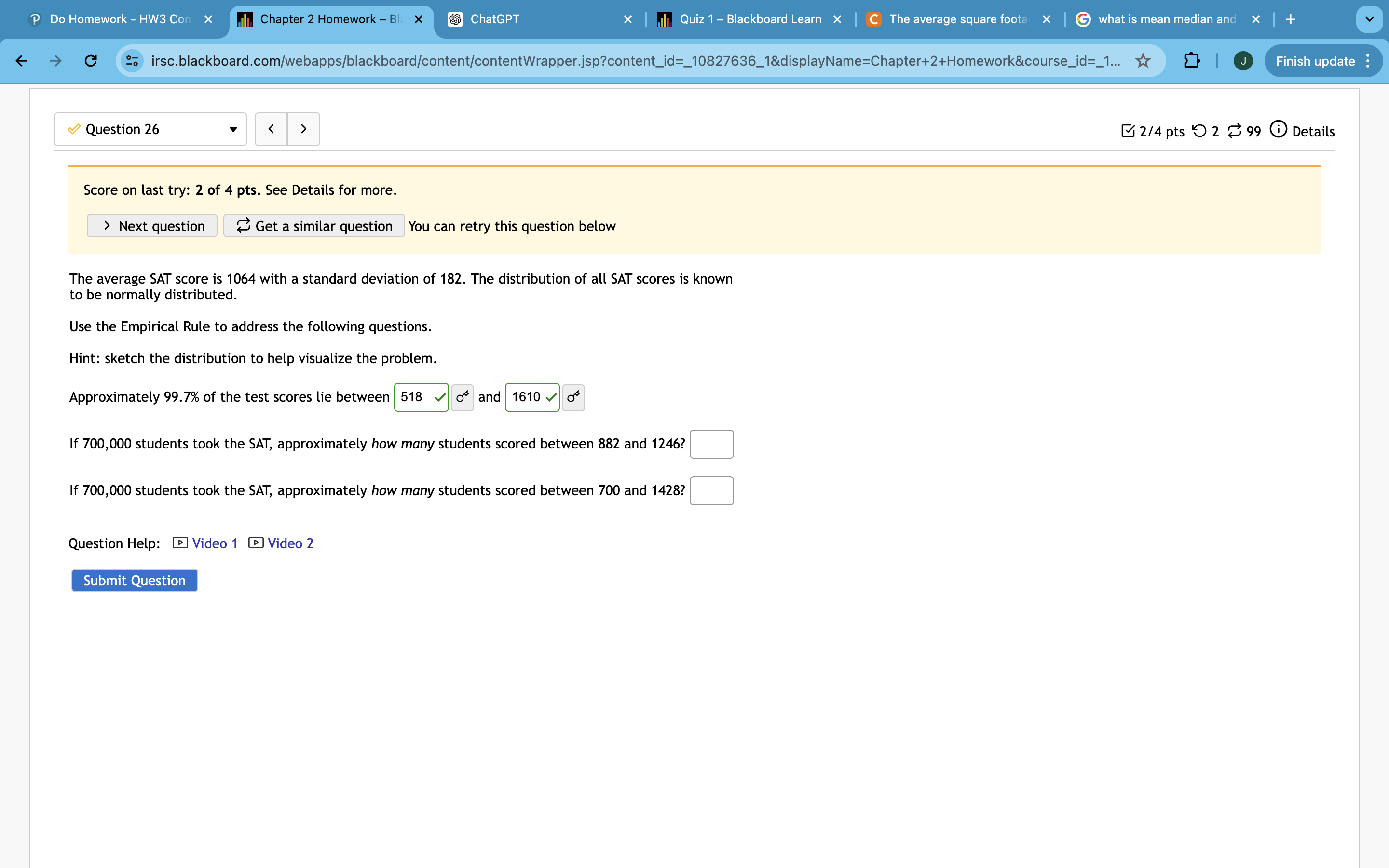 Bl: x ChatGPT X Quiz 1 - Blackboard Learn X | C