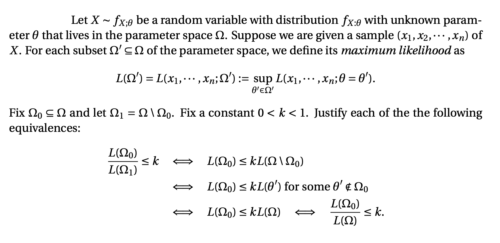 PROBABILITY AT STATS: Let X ~ fx;e be a random variable with