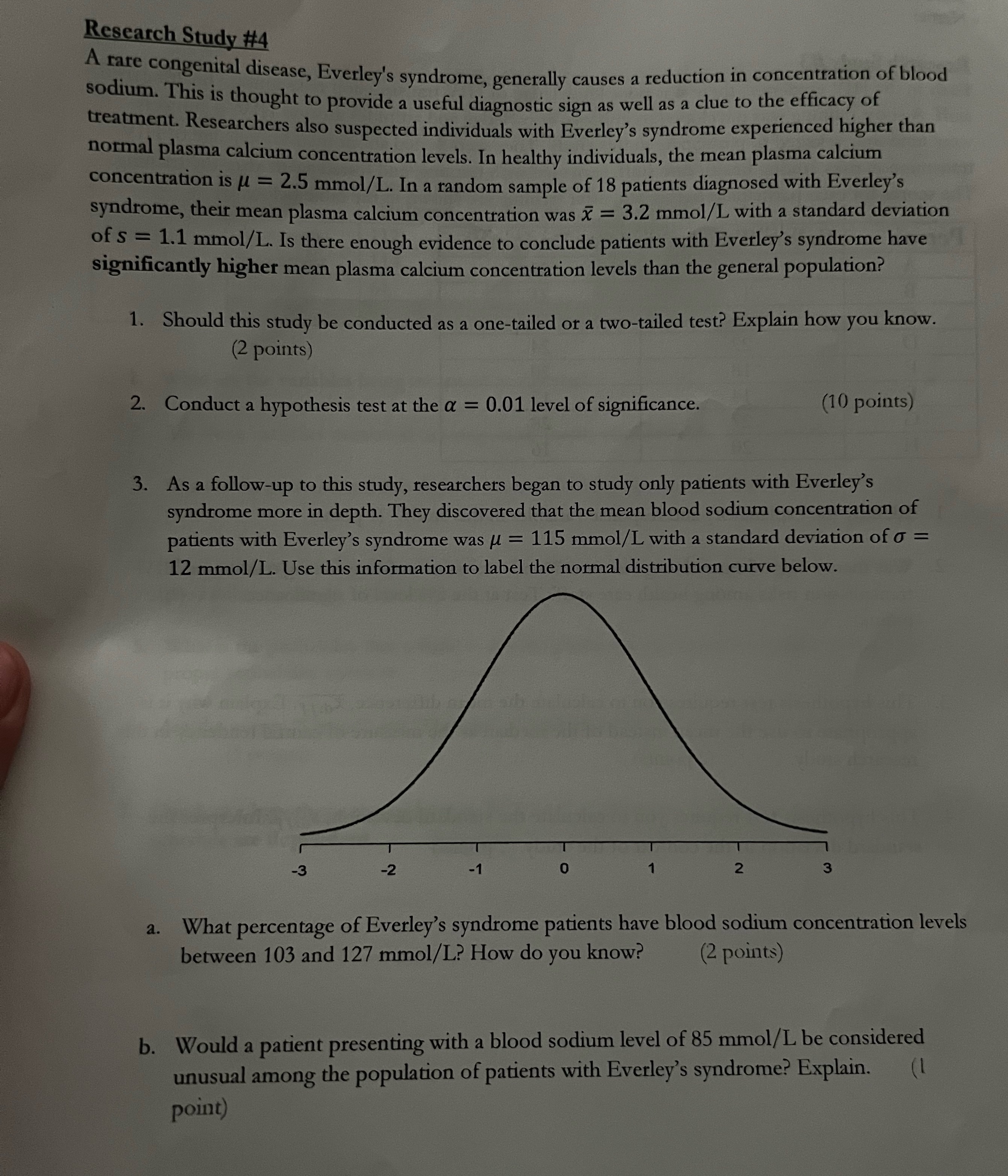 One sample mean test Plz answer question 1-3b Research Study #4 A