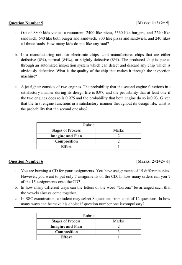 please solve this question in proper format Question Number 5 [Marks: 1+2+2=5]