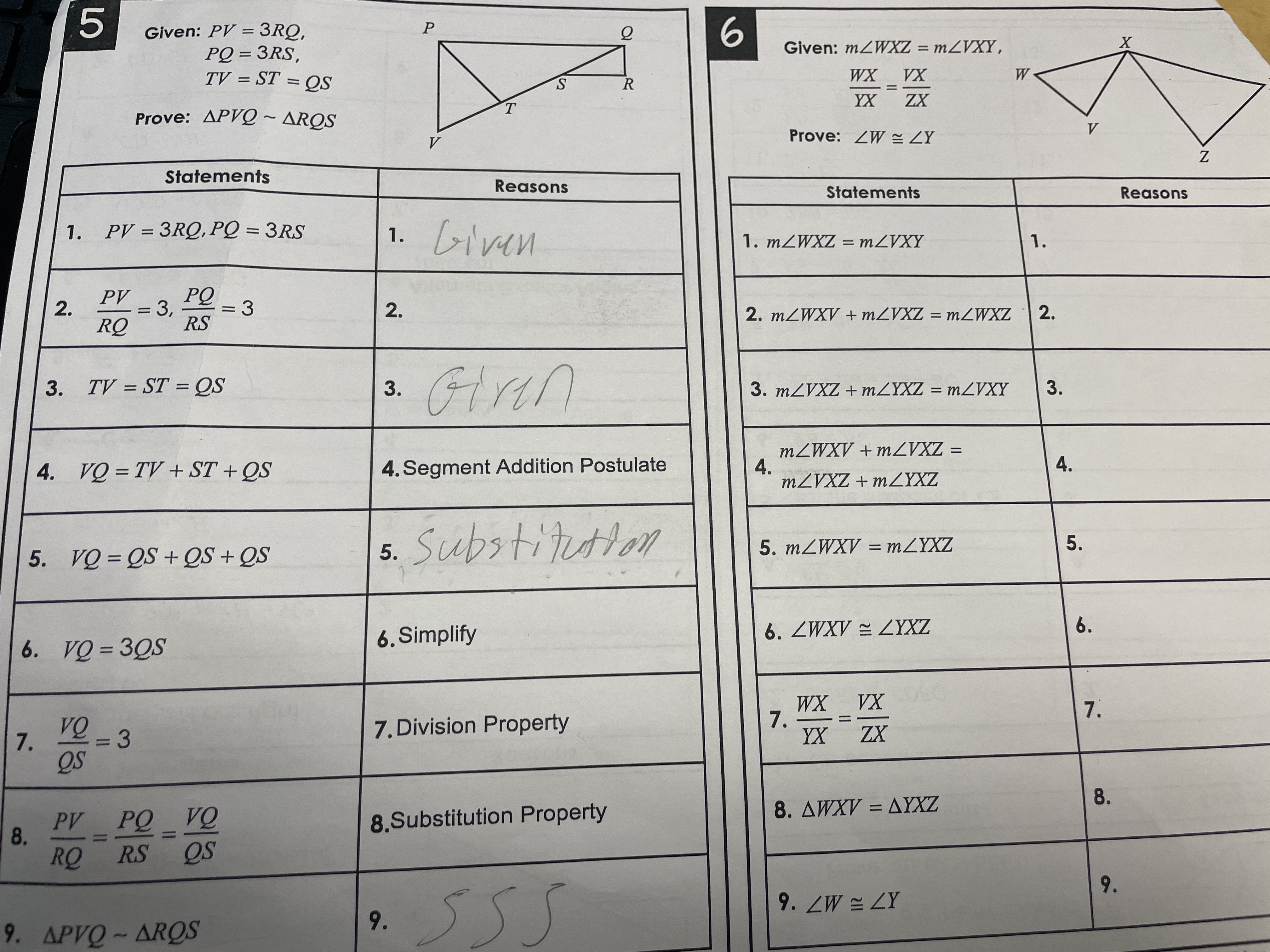I Prove: AJKL ~ AMKN Statements Reasons Statements 1. FD = FE