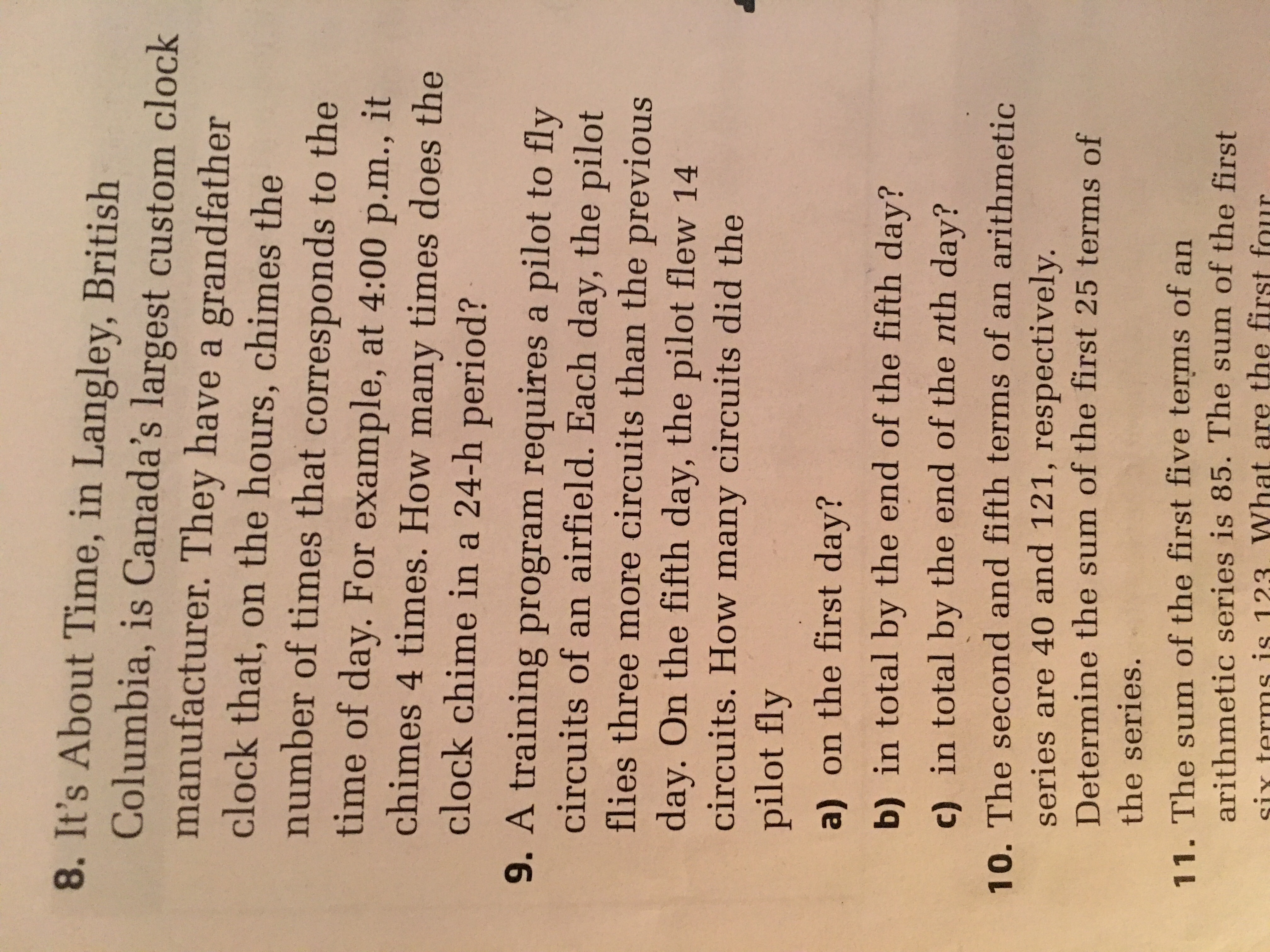 this is my arithmetic series word problems homework, please explain these word