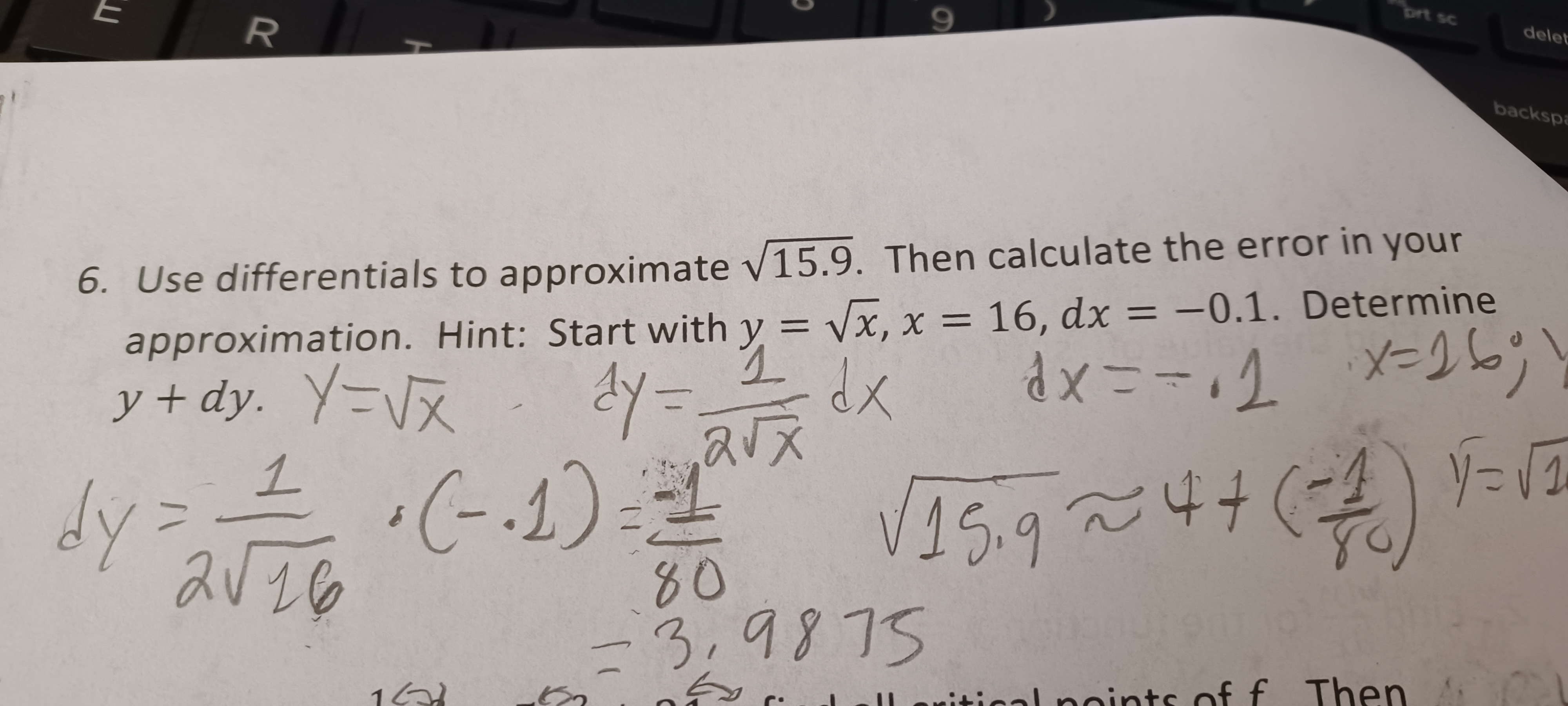 = x3 + 3x2 - 9x + 40, find all critical points