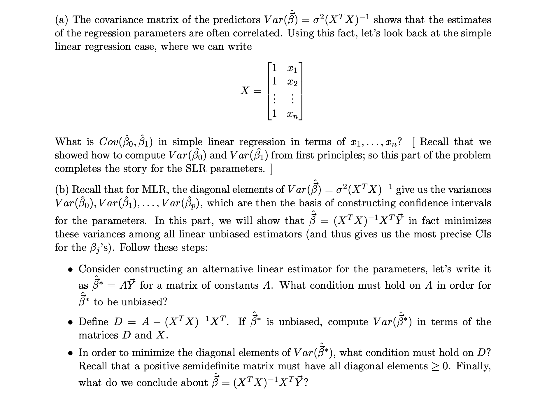 XB + E where Y is the n x 1 column vector