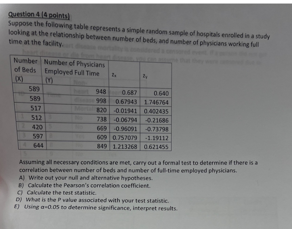 Question 4 (4 points) Suppose the following table represents a simple