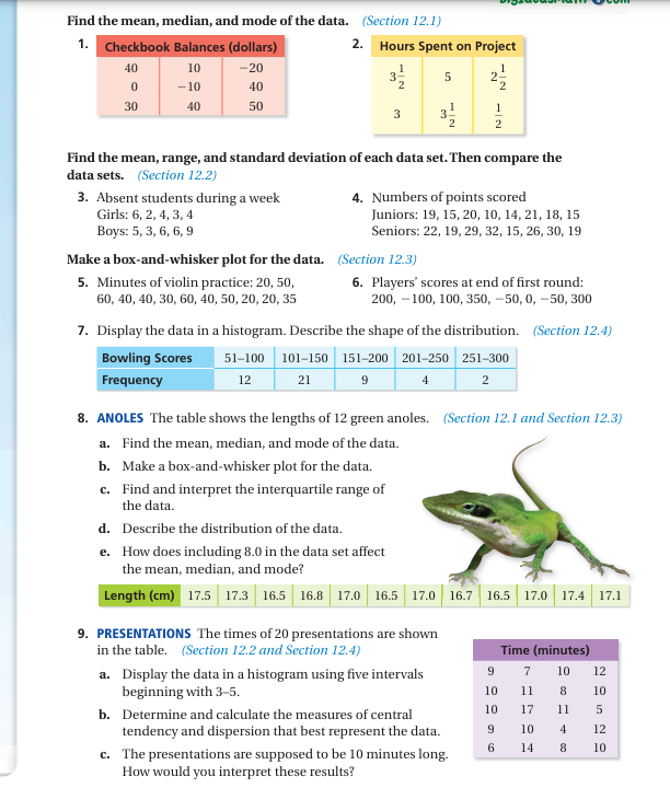  T R T TR LT e LT e Find the mean,