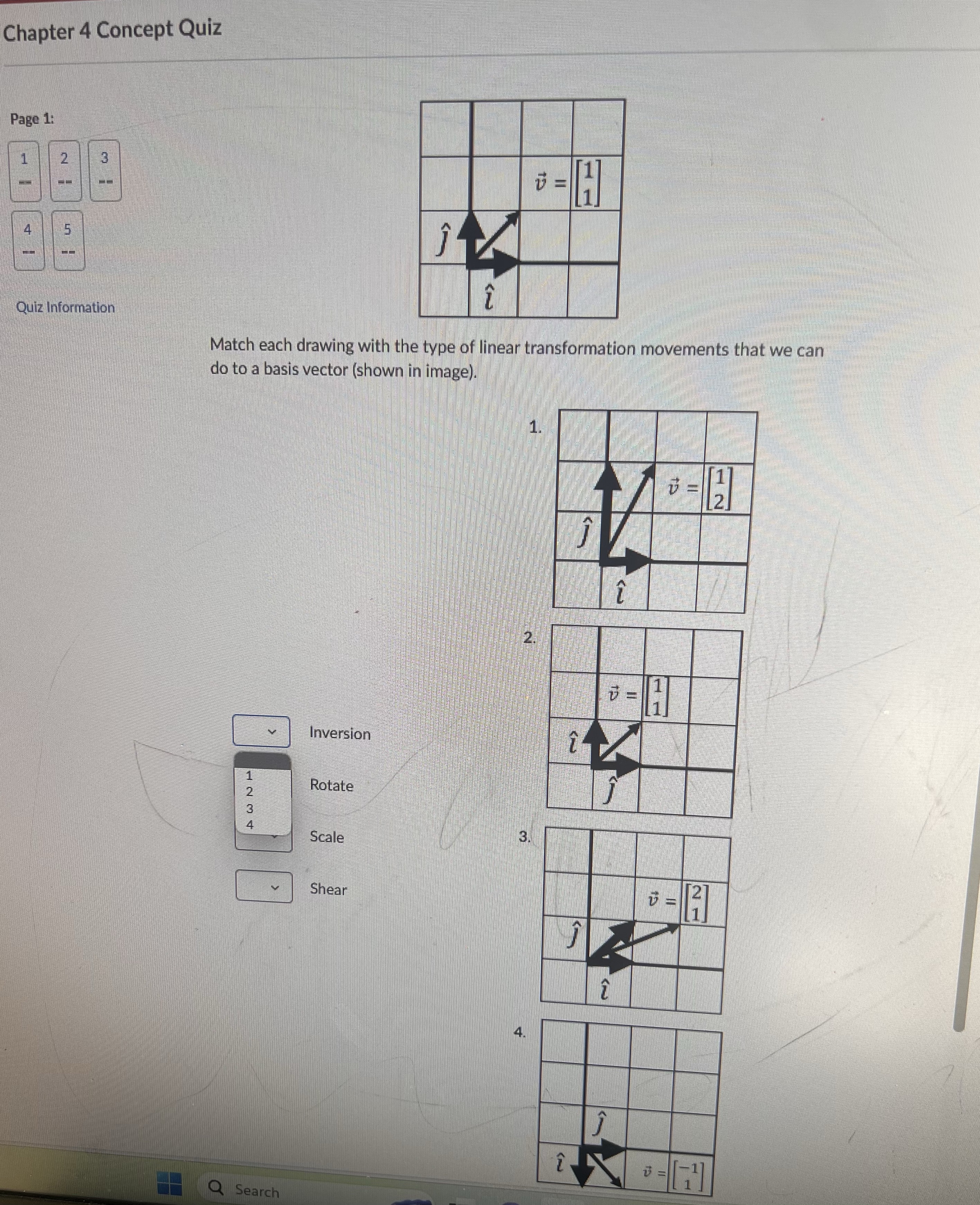 Need help pls. Which one is the inversion, Rotate, Scale, Shear Chapter