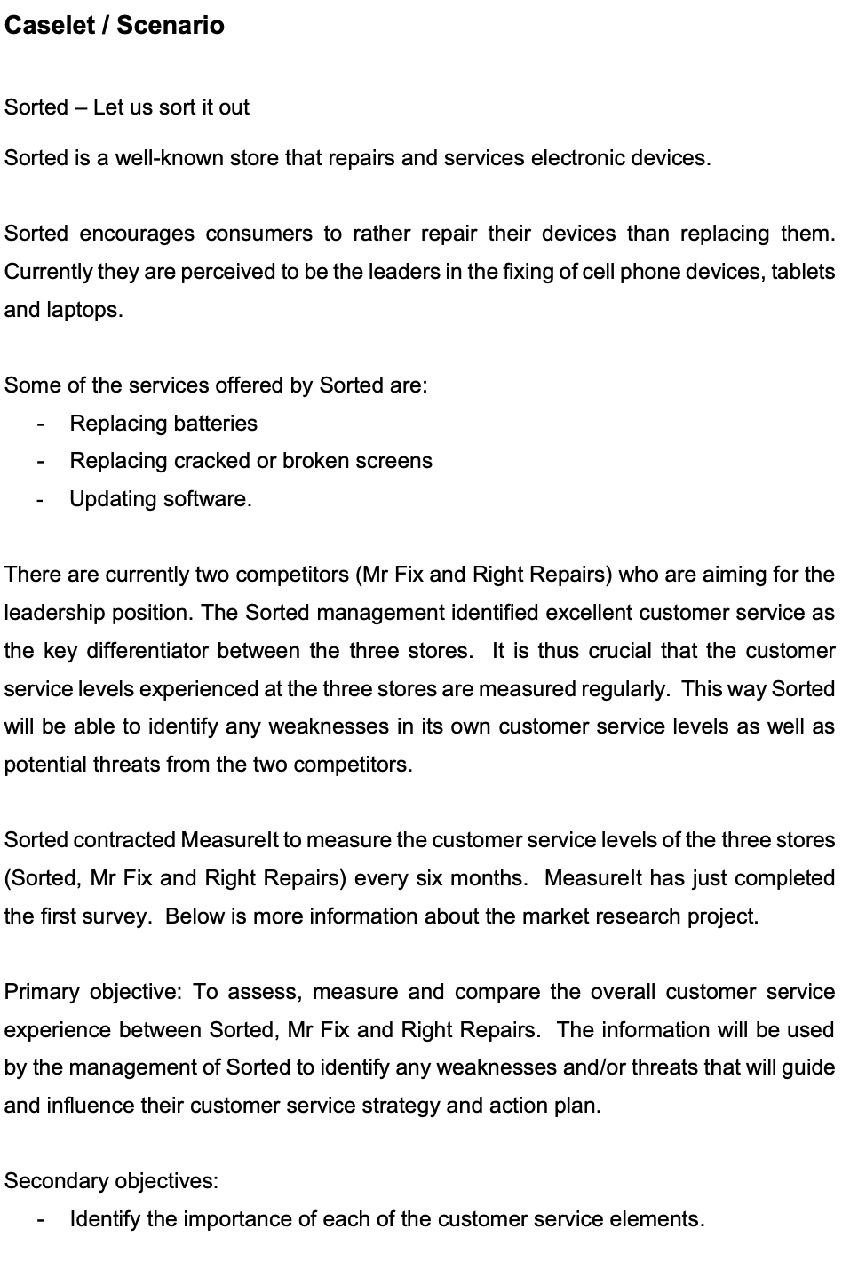  Caselet / Scenario Sorted Let us sort it out Sorted is