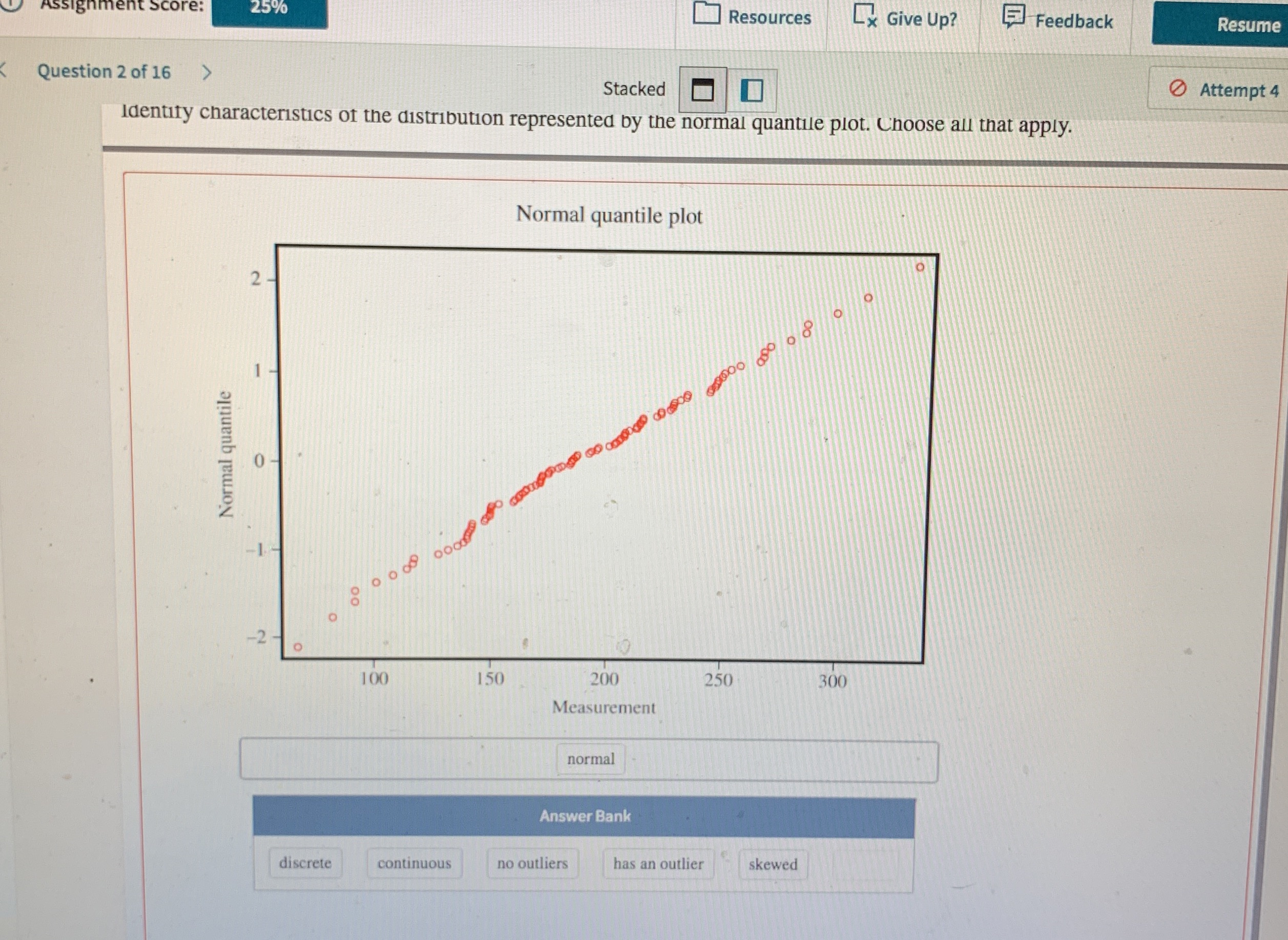 Need homework help core: 25% Resources x Give Up? Feedback Resume Question
