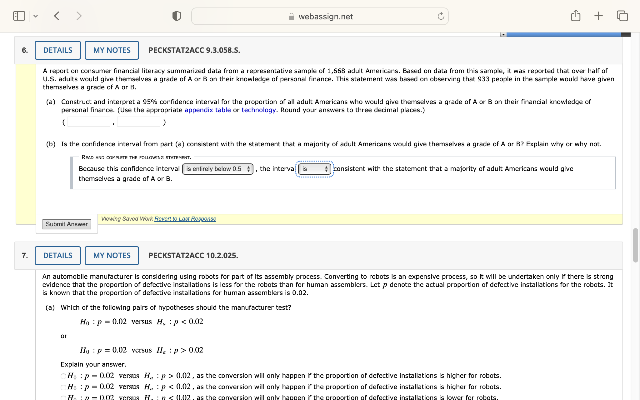  0.02 Explain your answer. OHo : p = 0.02 versus Ha