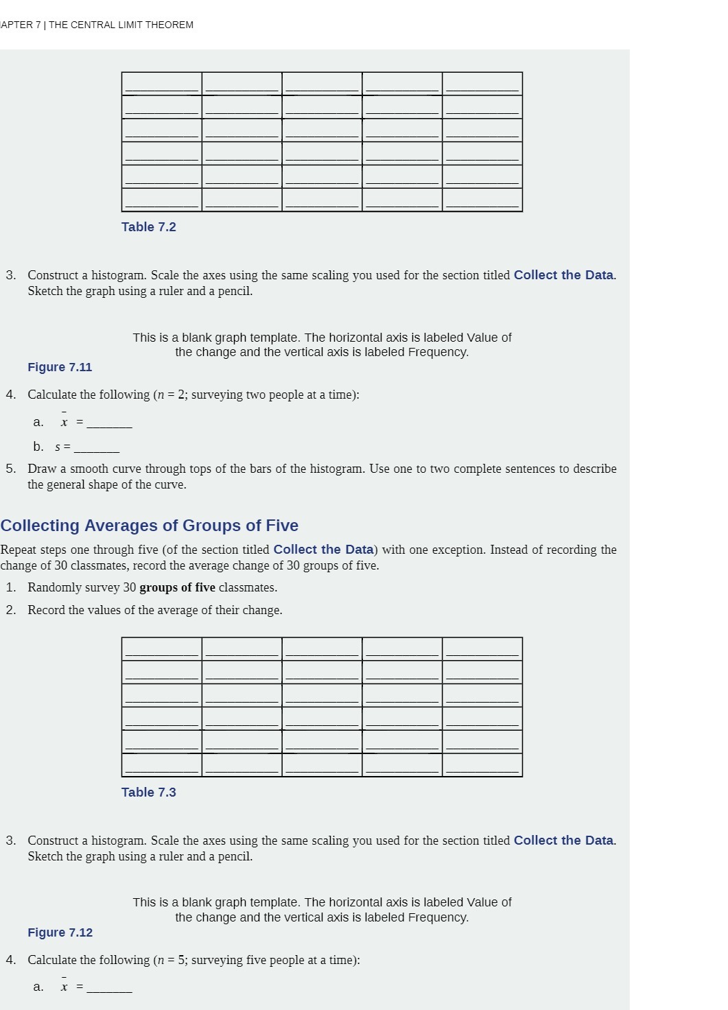  APTER 7 | THE CENTRAL LIMIT THEOREM Table 7.2 3. Construct
