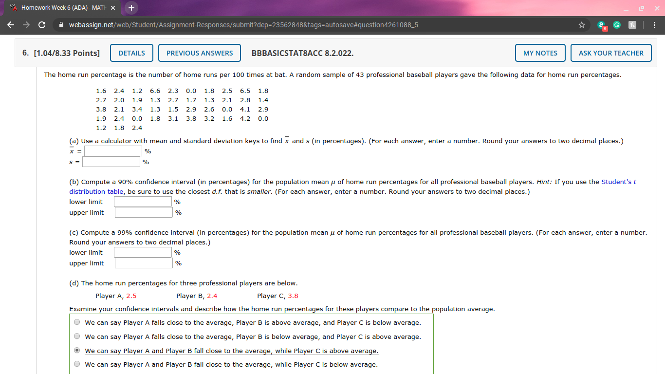  "A Homework Week 6 (ADA) - MATH X + C A