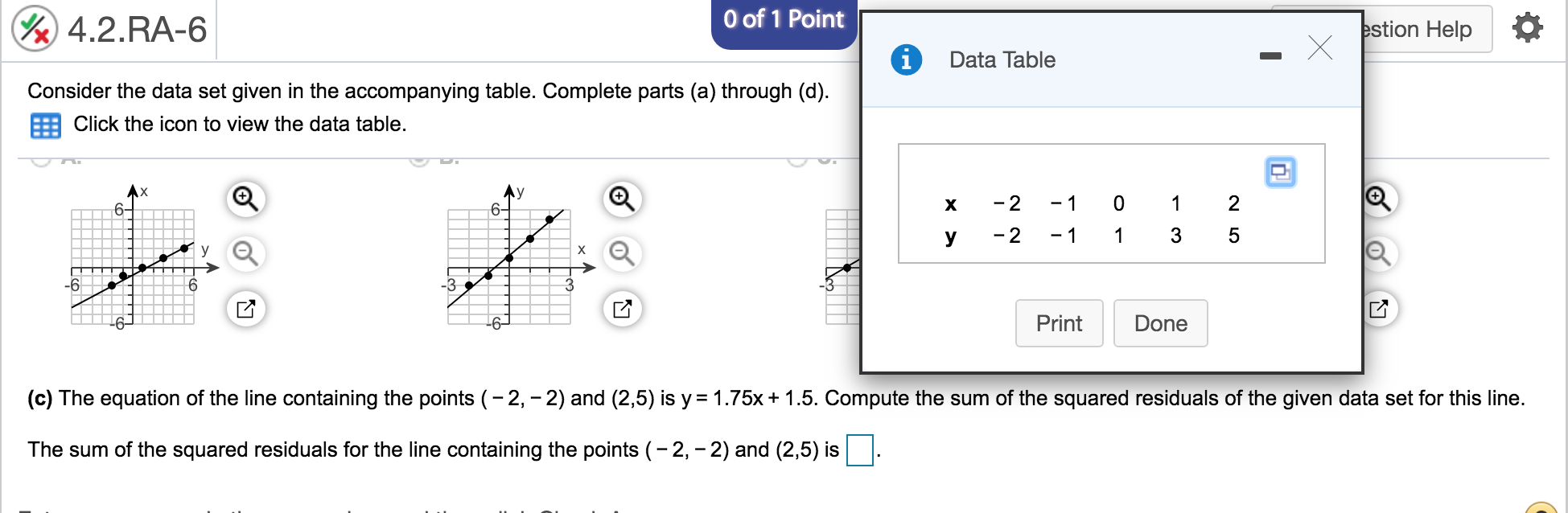  0 OH Point 0 Data Table Consider the data set given