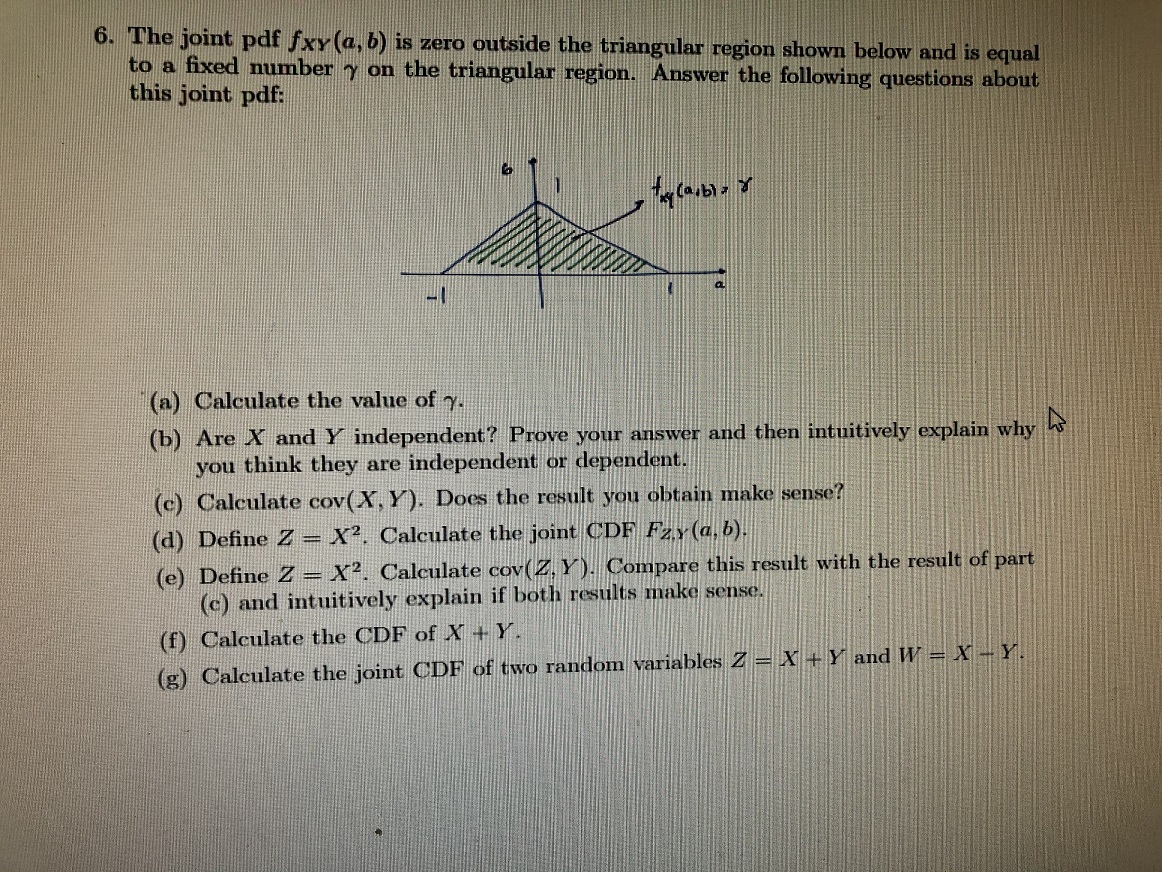 Help with this question (e),(f),(g)! I think c) answer is Cov(X,Y)=0I will