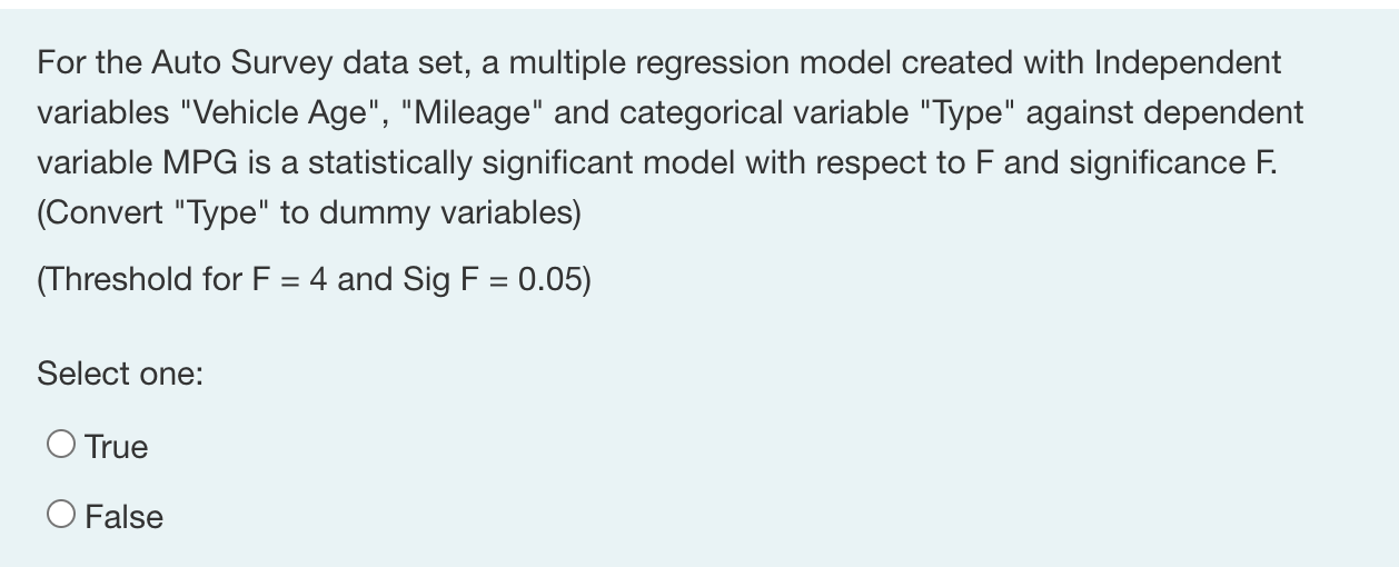 For the Auto Survey data set, what is the minimum number of