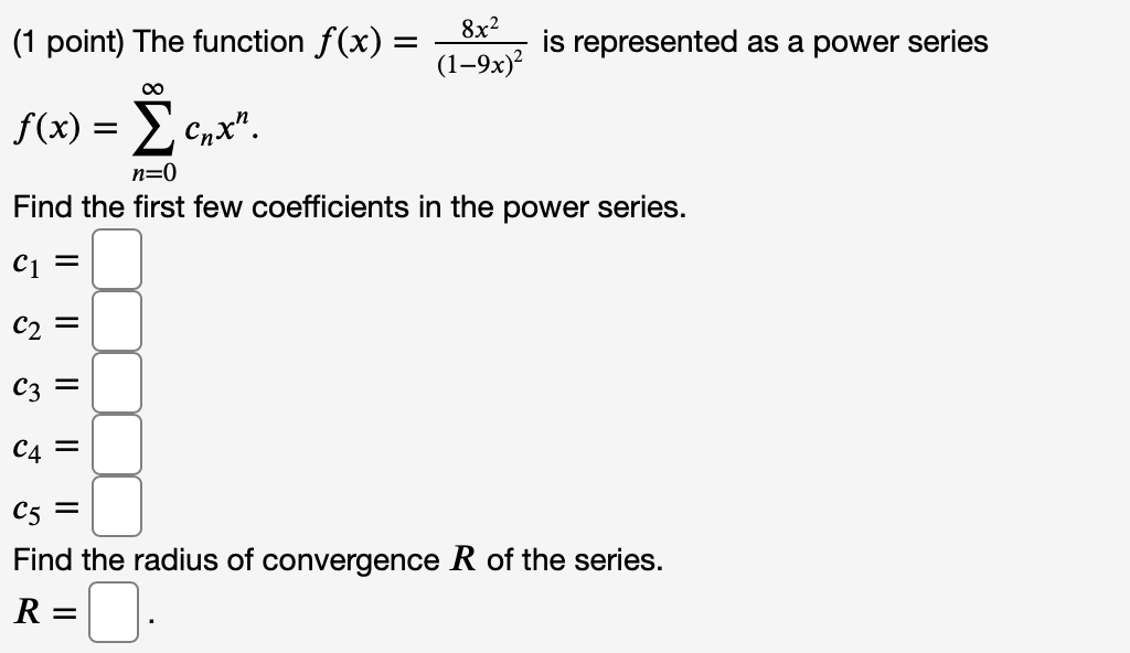 please answer neatly and throughly (1 point) The function f(x) = 8x2