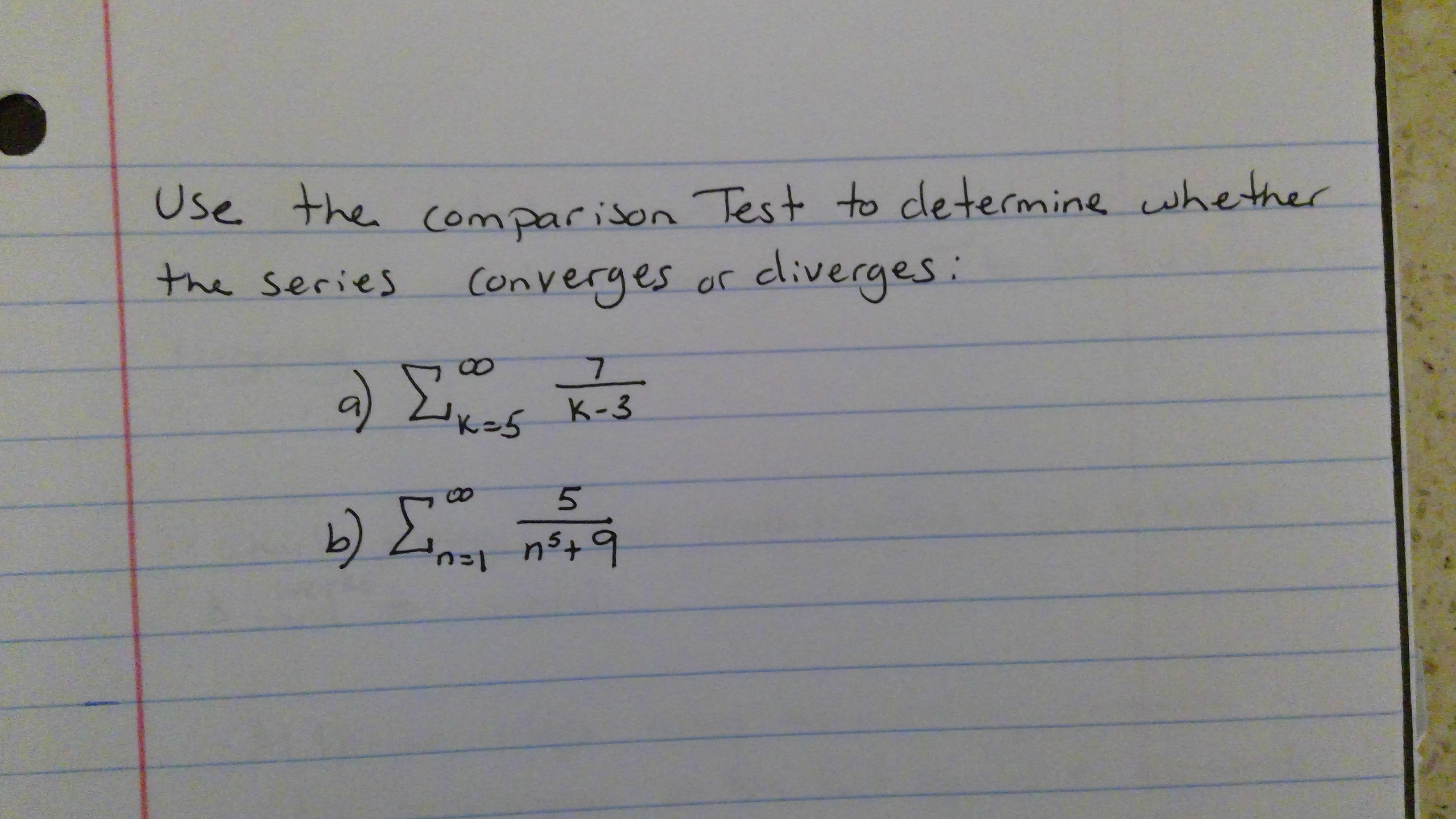 I need help solving the following problem: Use the Comparison Test to