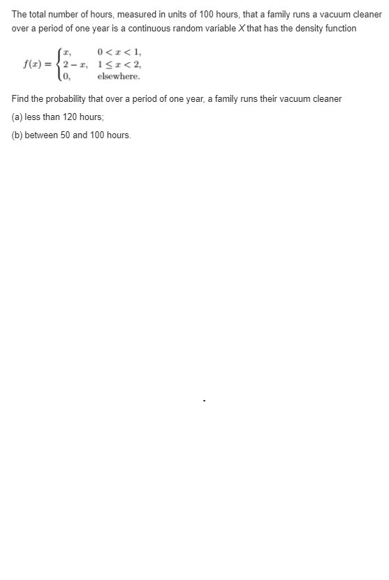 between x = 2 and x = 5 has a density function