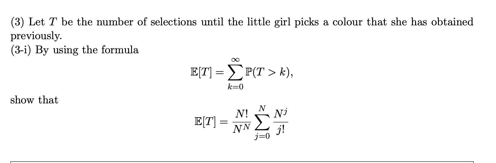 E[T] as a function of N. Show that [T]~ V TN 2
