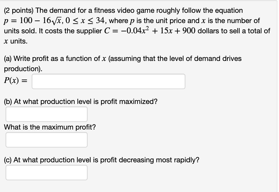 Please help me answer all the questios: Q1: (2 points) The demand