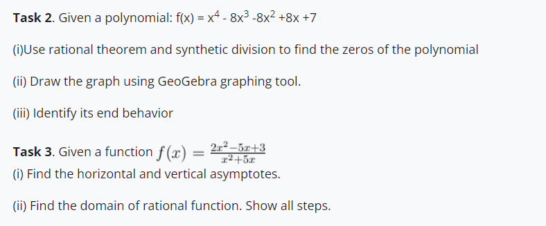  Task 2. Given a polynomial: f(x) = x* - 8x> -8x?