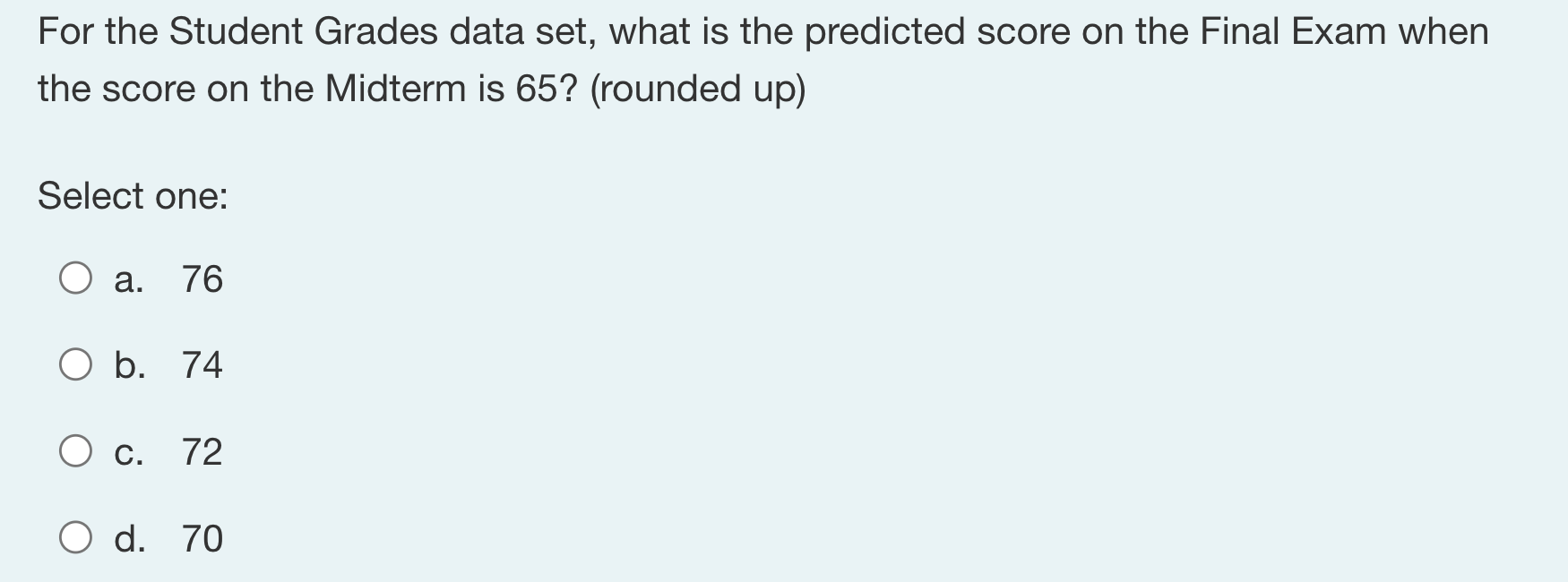 The Student Grades data set: This data set provides information about midterm