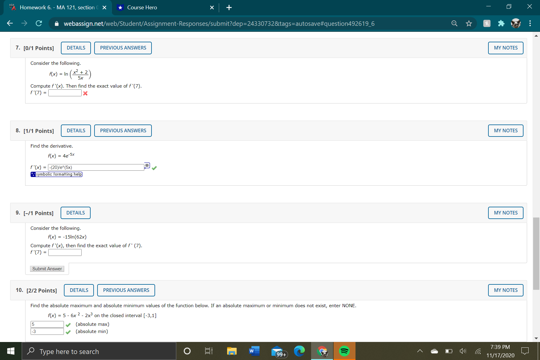 for 7 and 9 how do i find the value of f(7)?