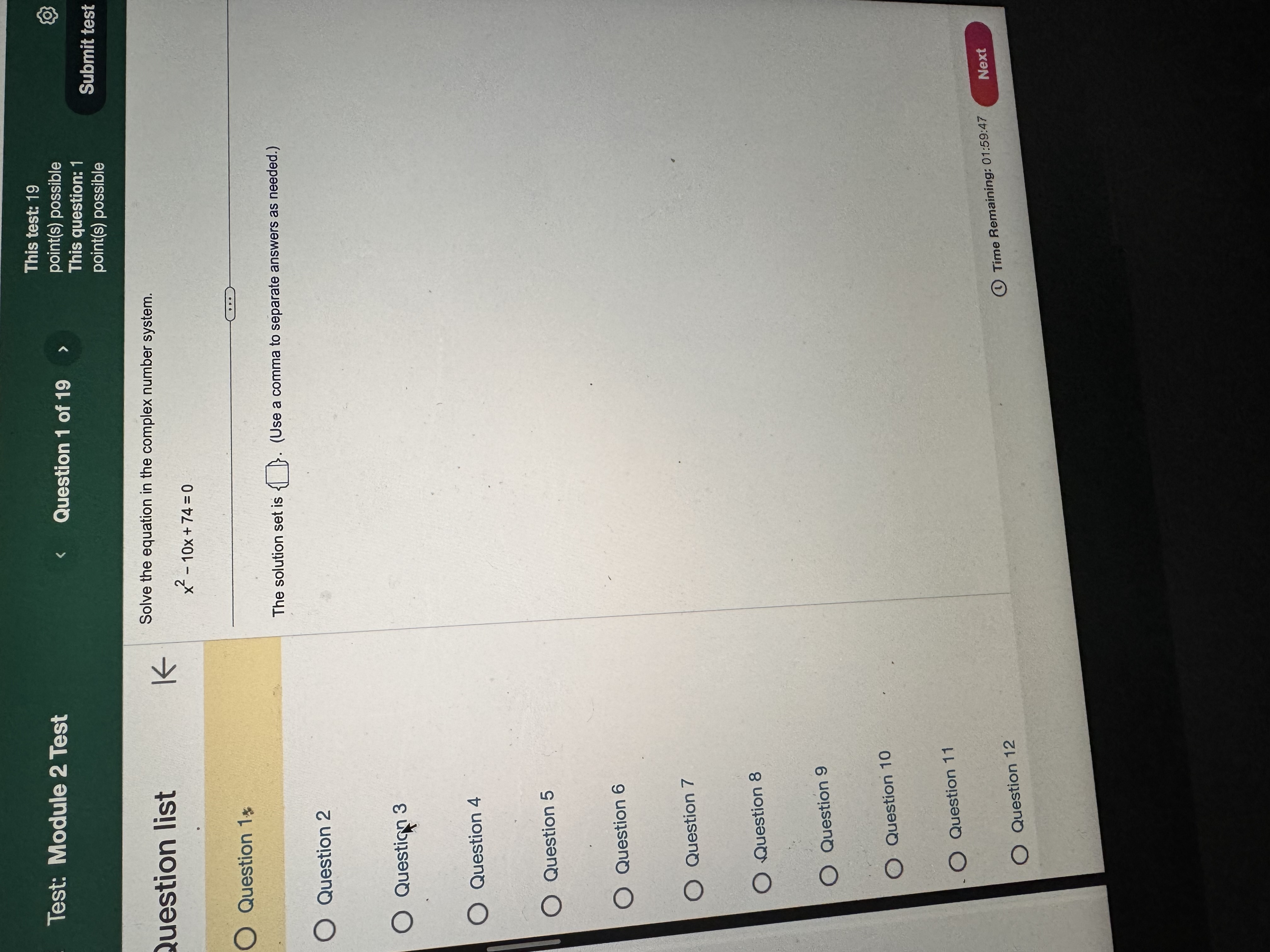  This test: 19 Test: Module 2 Test point(s) possible This question: